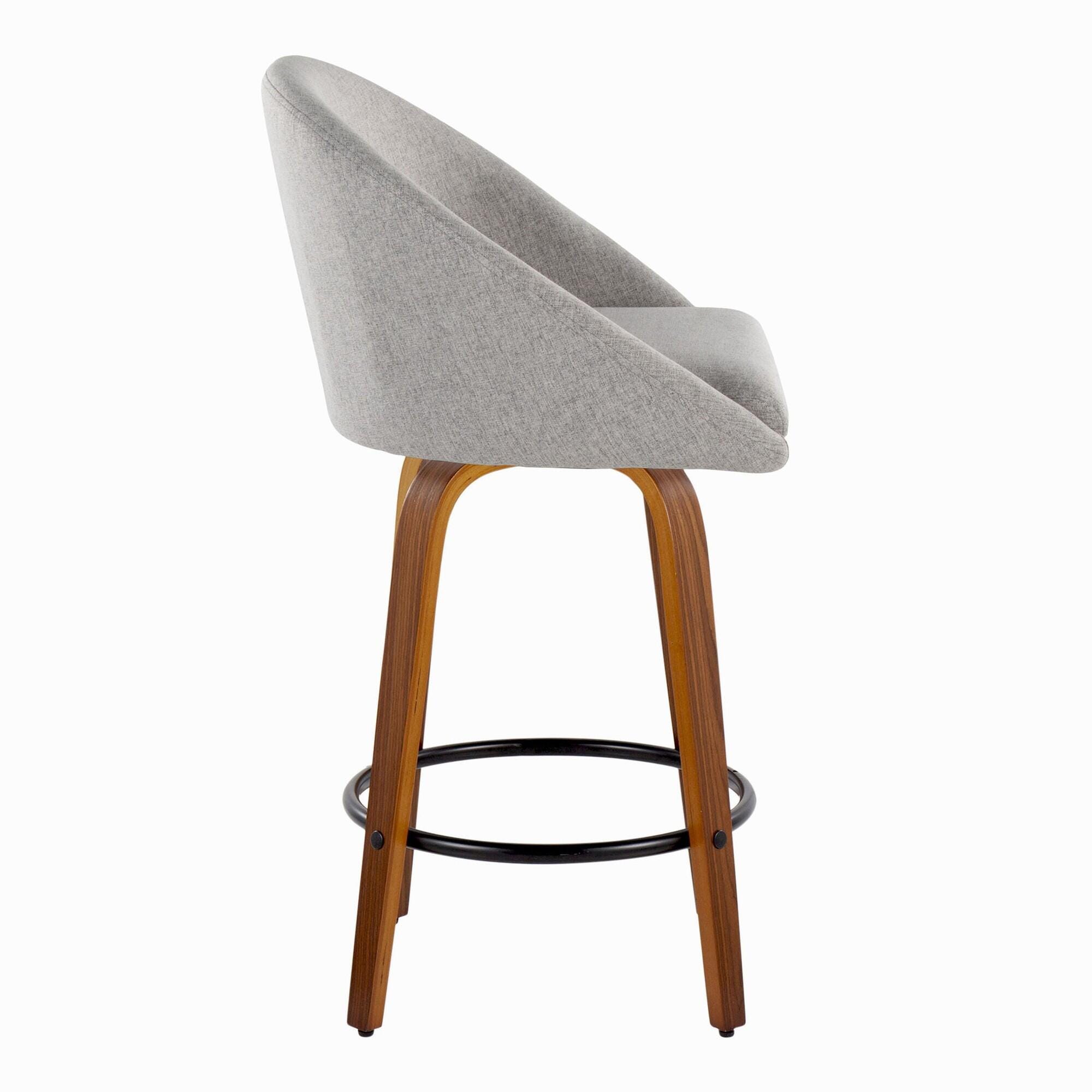 LumiSource Matisse Swivel Counter Stool (Set of 2), Light Gray, large