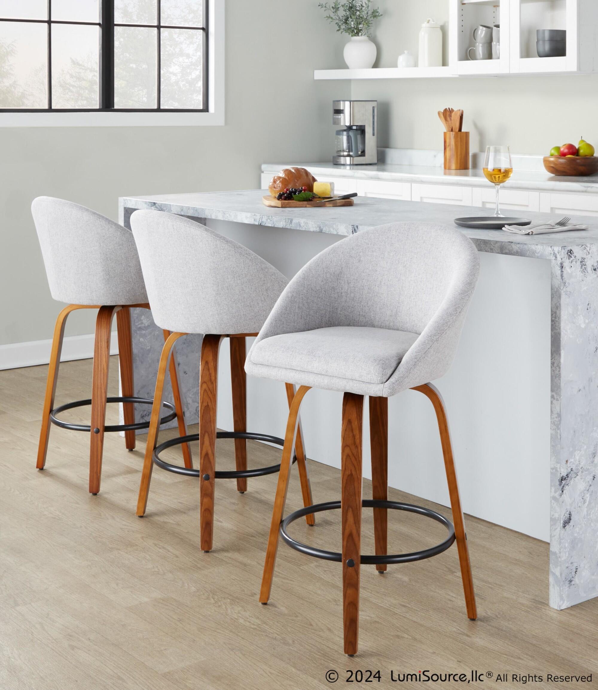LumiSource Matisse Swivel Counter Stool (Set of 2), Light Gray, large