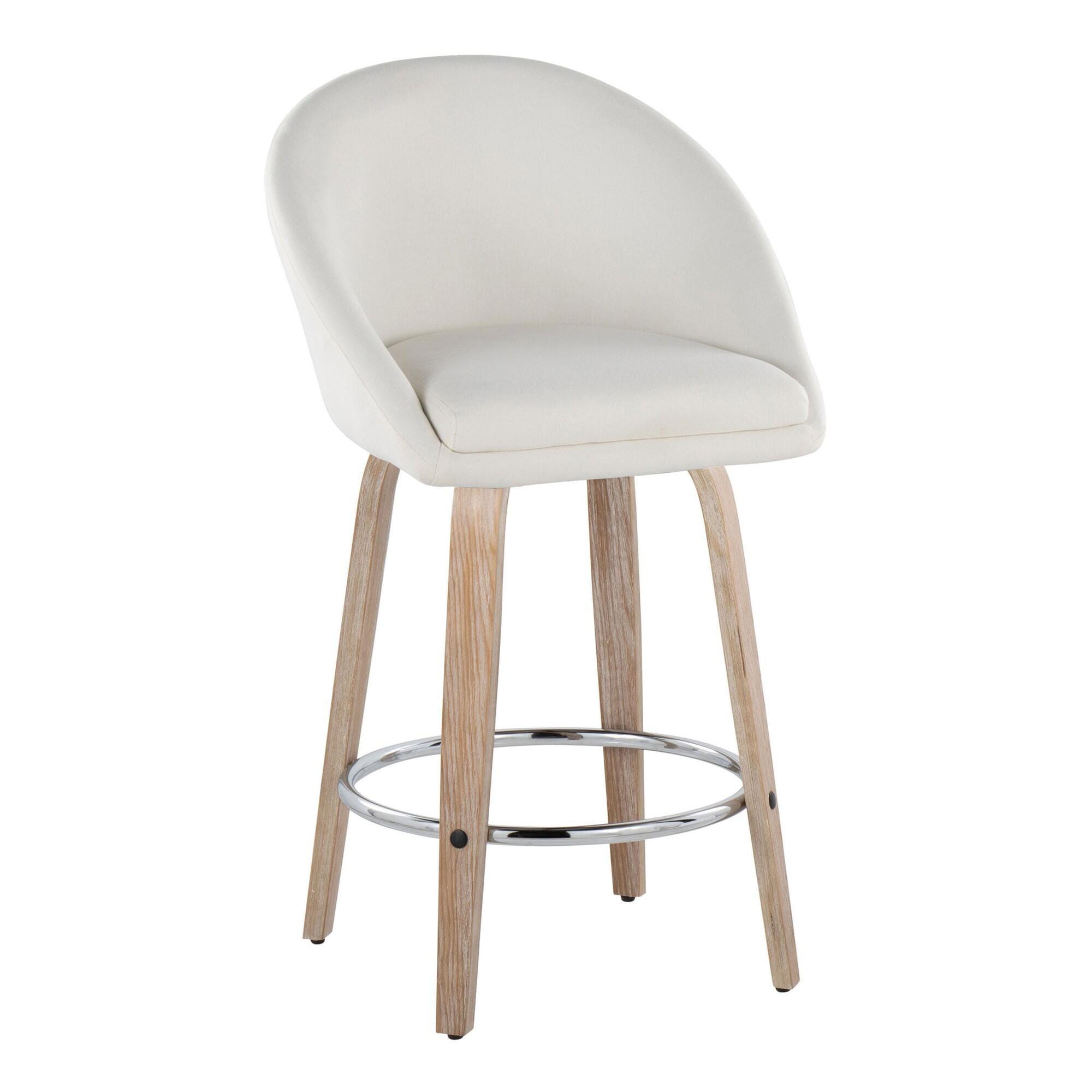 LumiSource Matisse Swivel Counter Stool (Set of 2), Cream, large