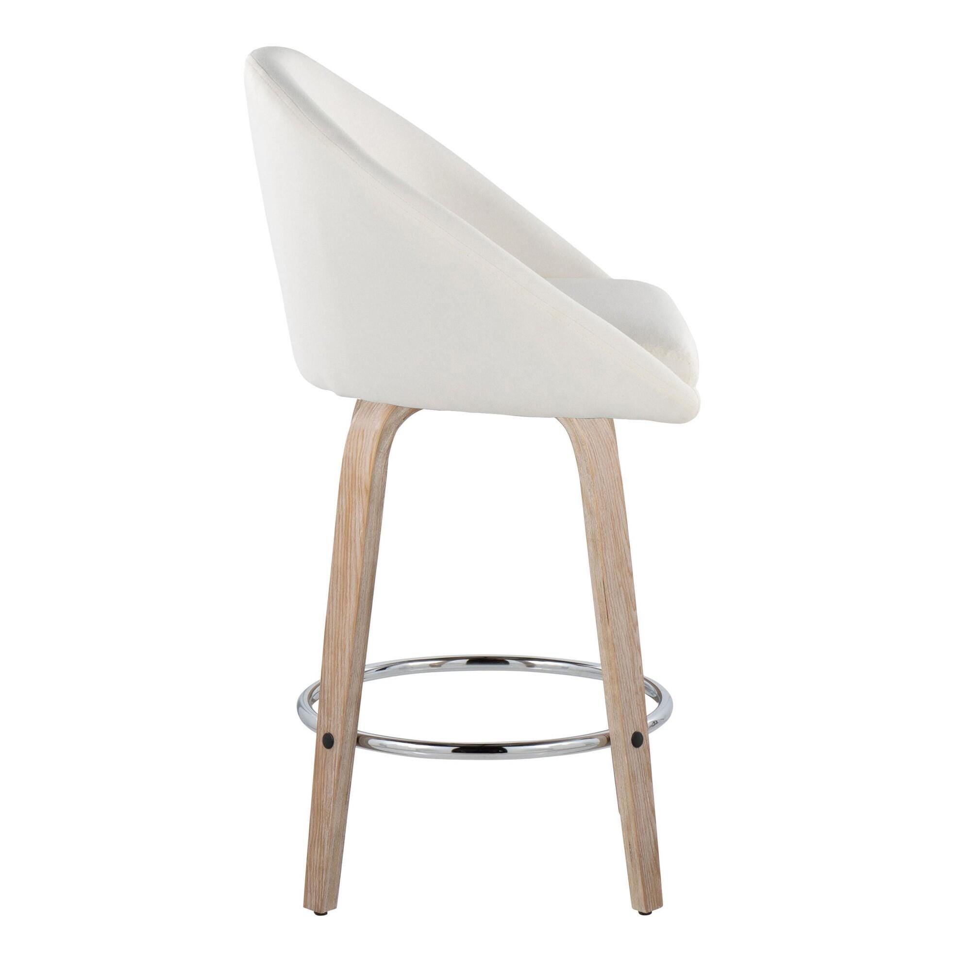 LumiSource Matisse Swivel Counter Stool (Set of 2), Cream, large