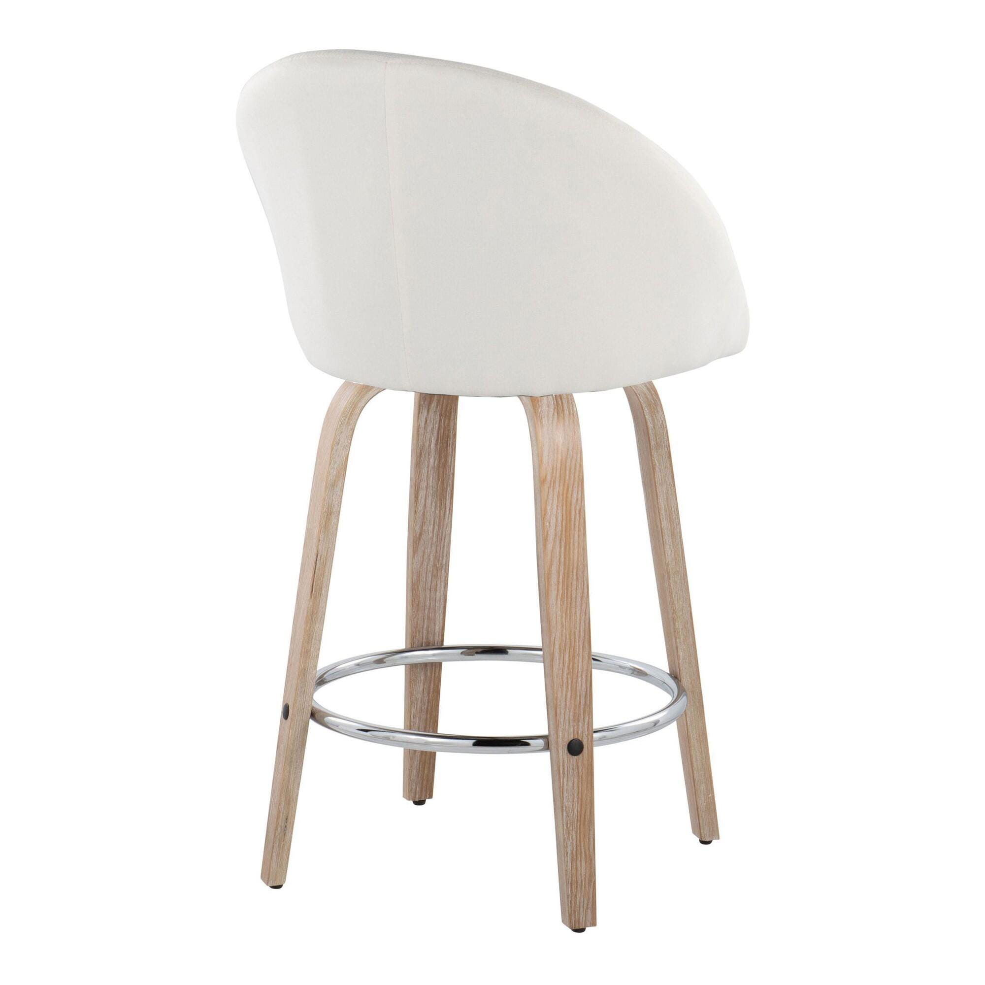 LumiSource Matisse Swivel Counter Stool (Set of 2), Cream, large