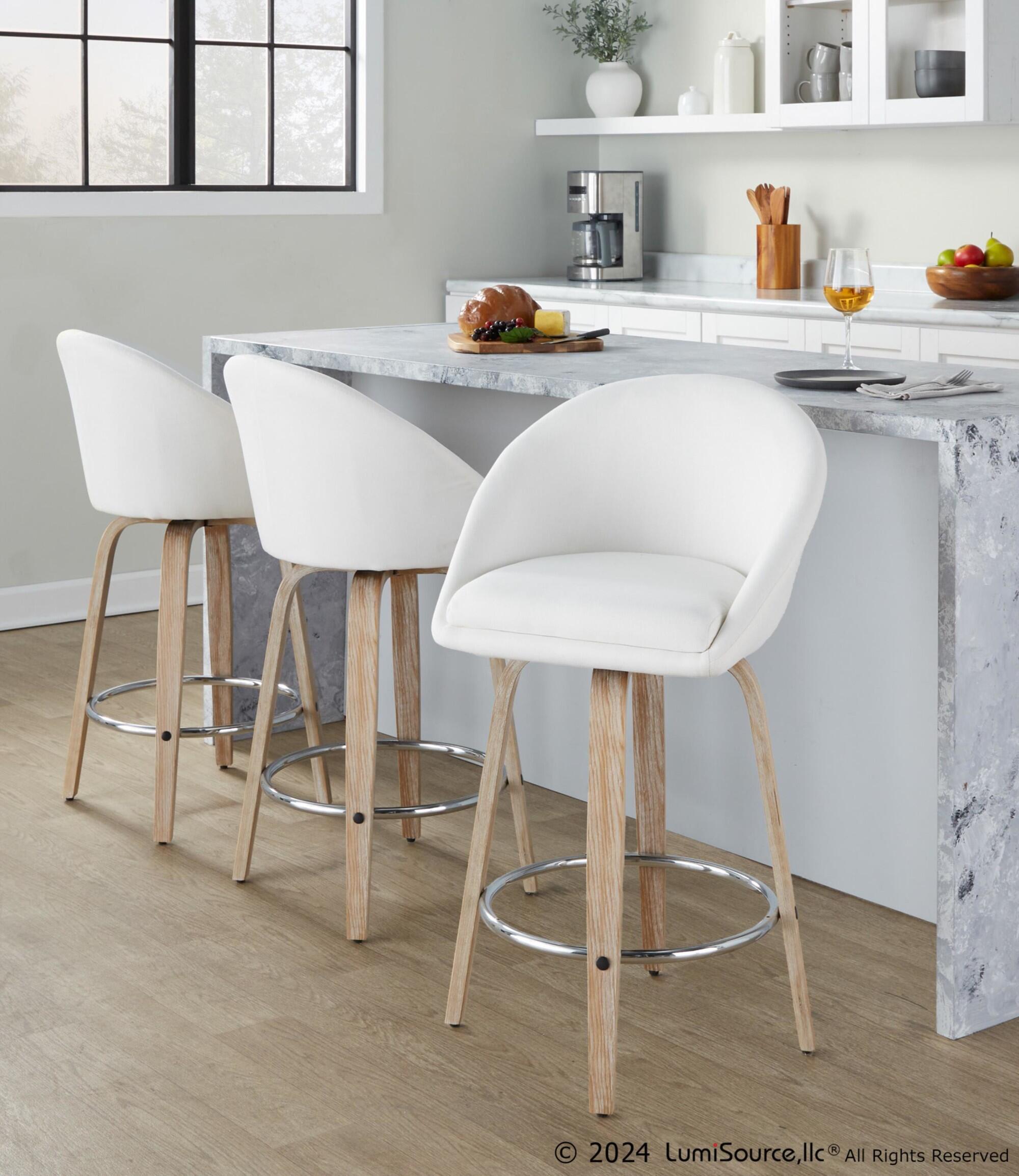 LumiSource Matisse Swivel Counter Stool (Set of 2), Cream, large