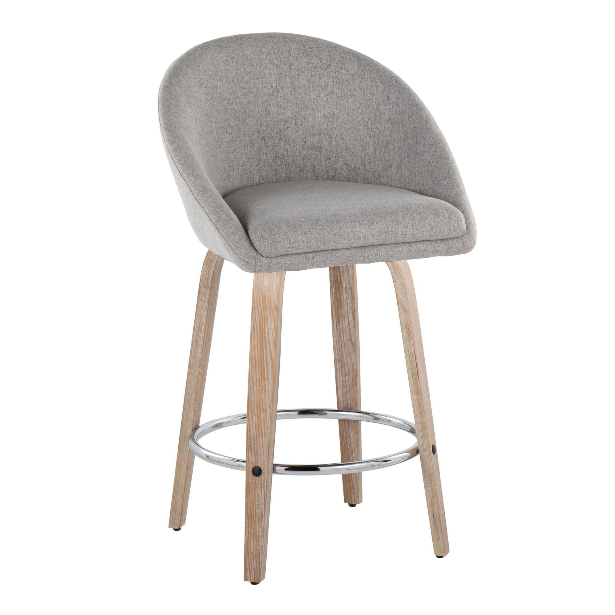 LumiSource Matisse Swivel Counter Stool (Set of 2), Gray, large