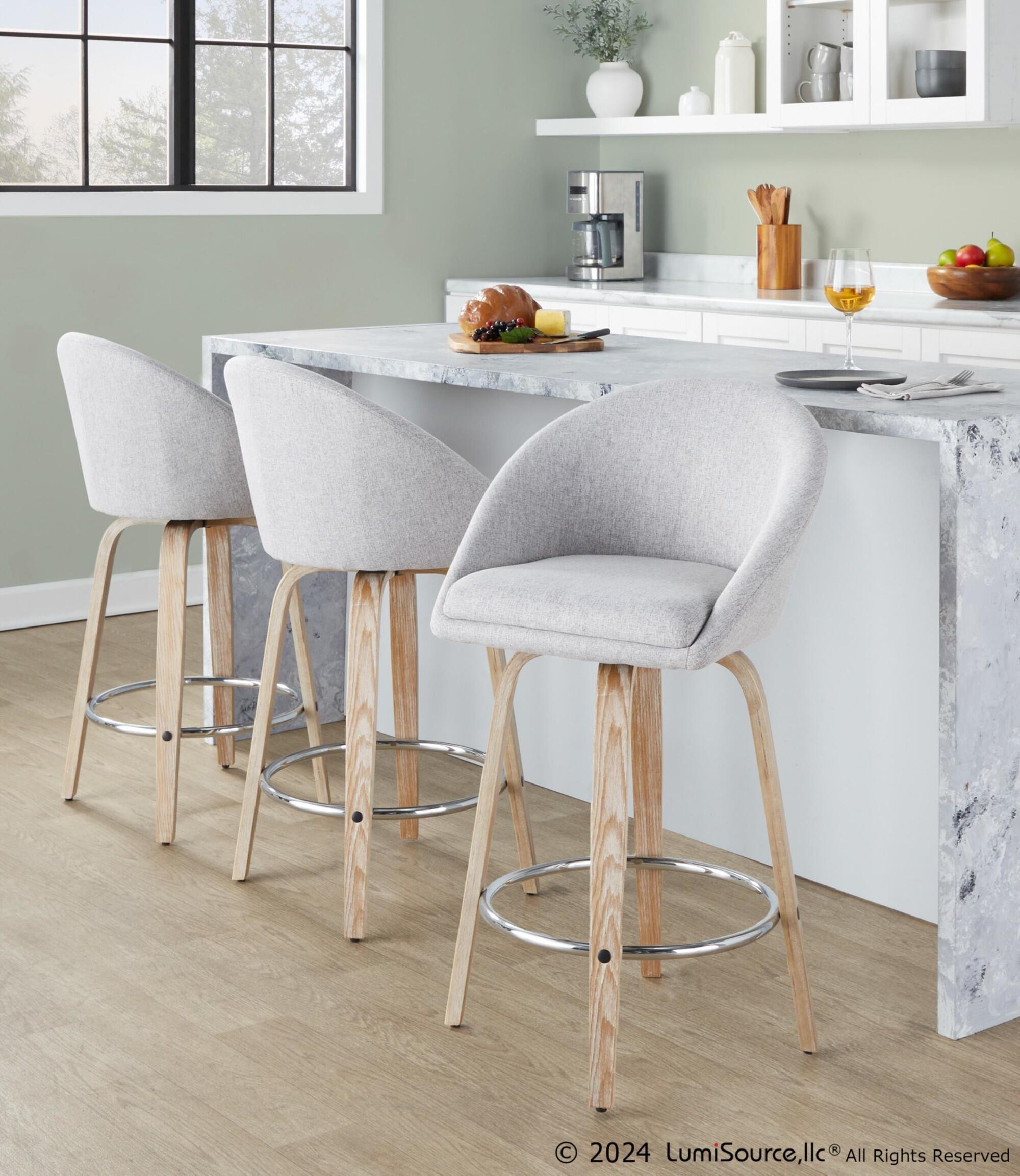 LumiSource Matisse Swivel Counter Stool (Set of 2), Gray, large