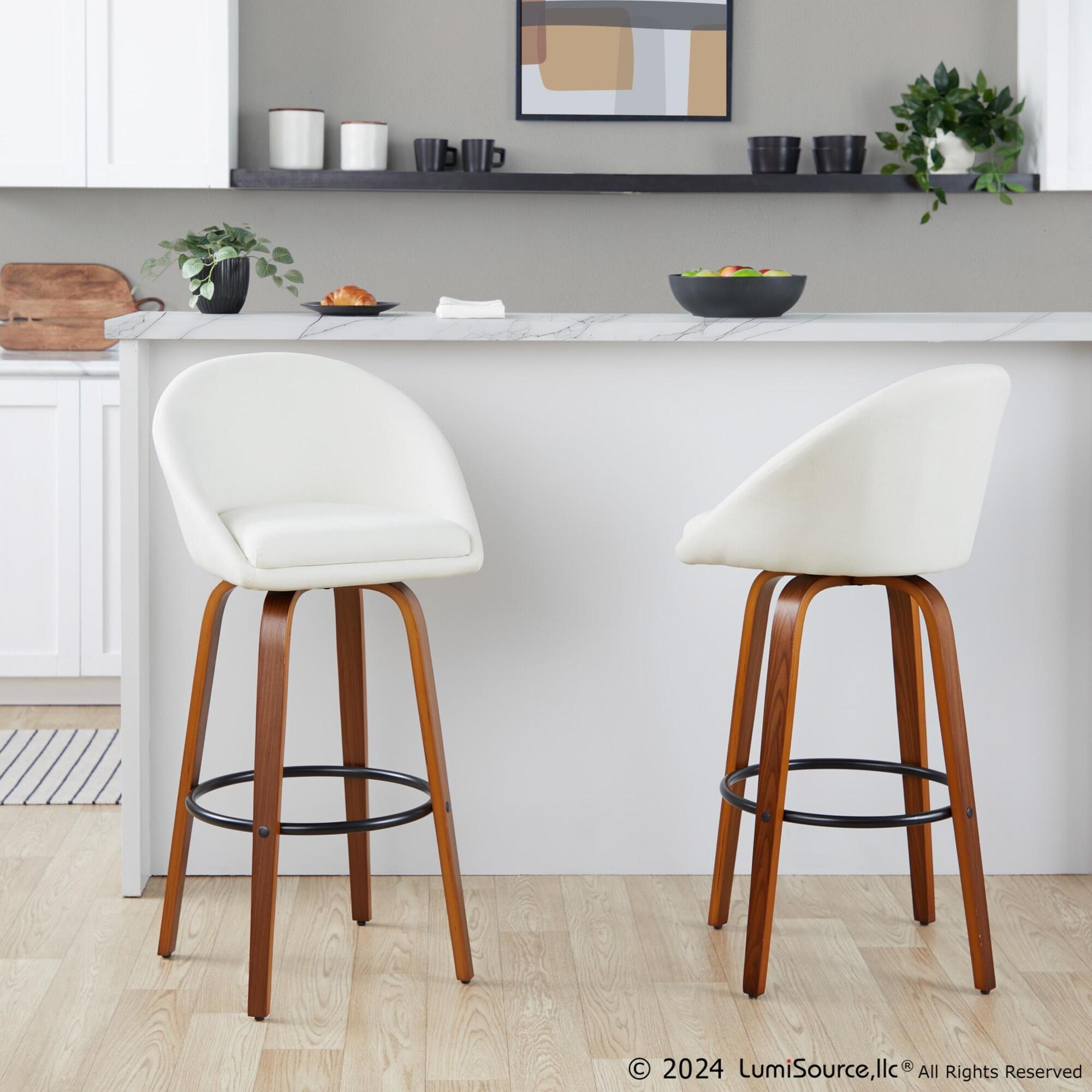 LumiSource Matisse Bar Height Bar Stool (Set of 2), Cream, large