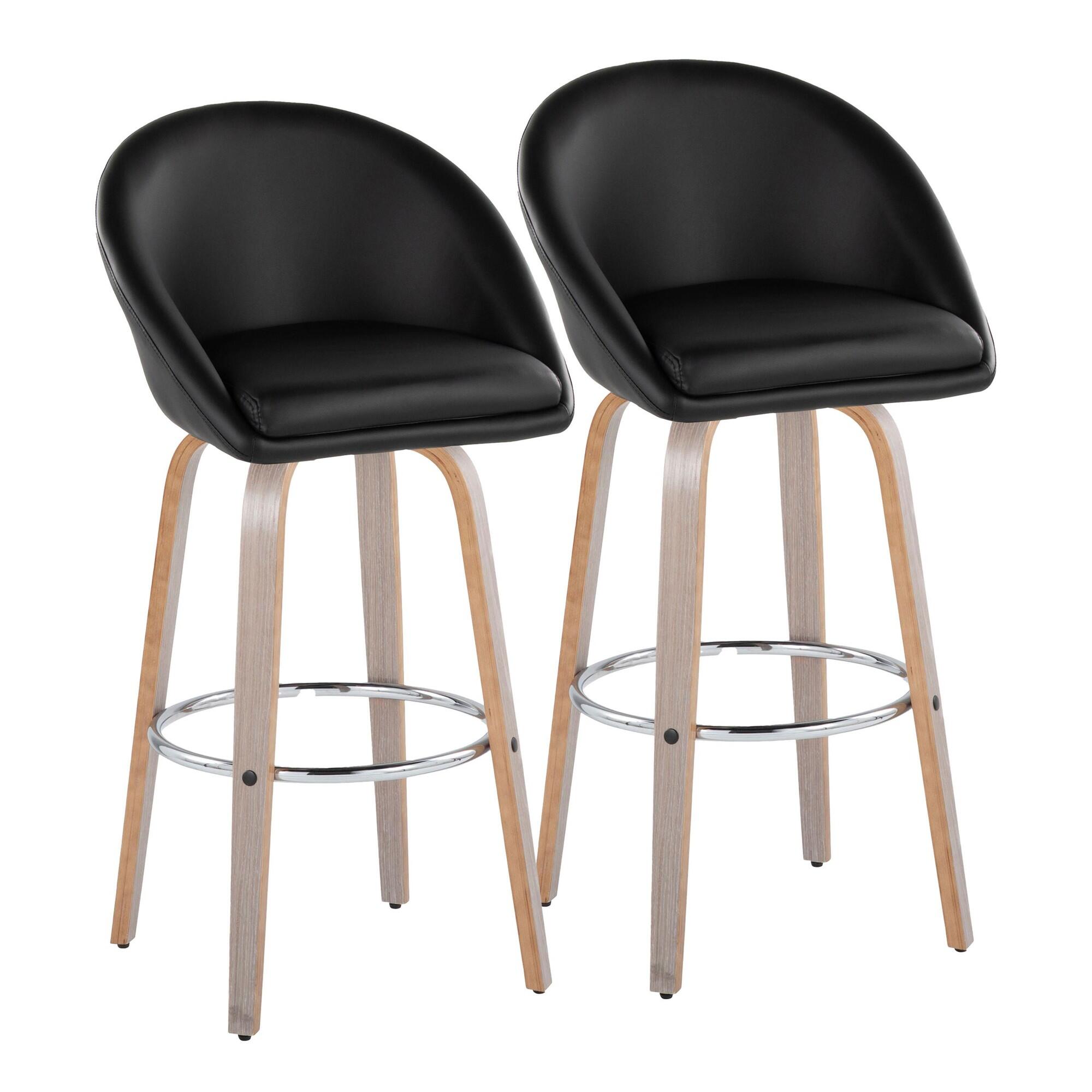 LumiSource Matisse Bar Height Bar Stool (Set of 2), Black, large