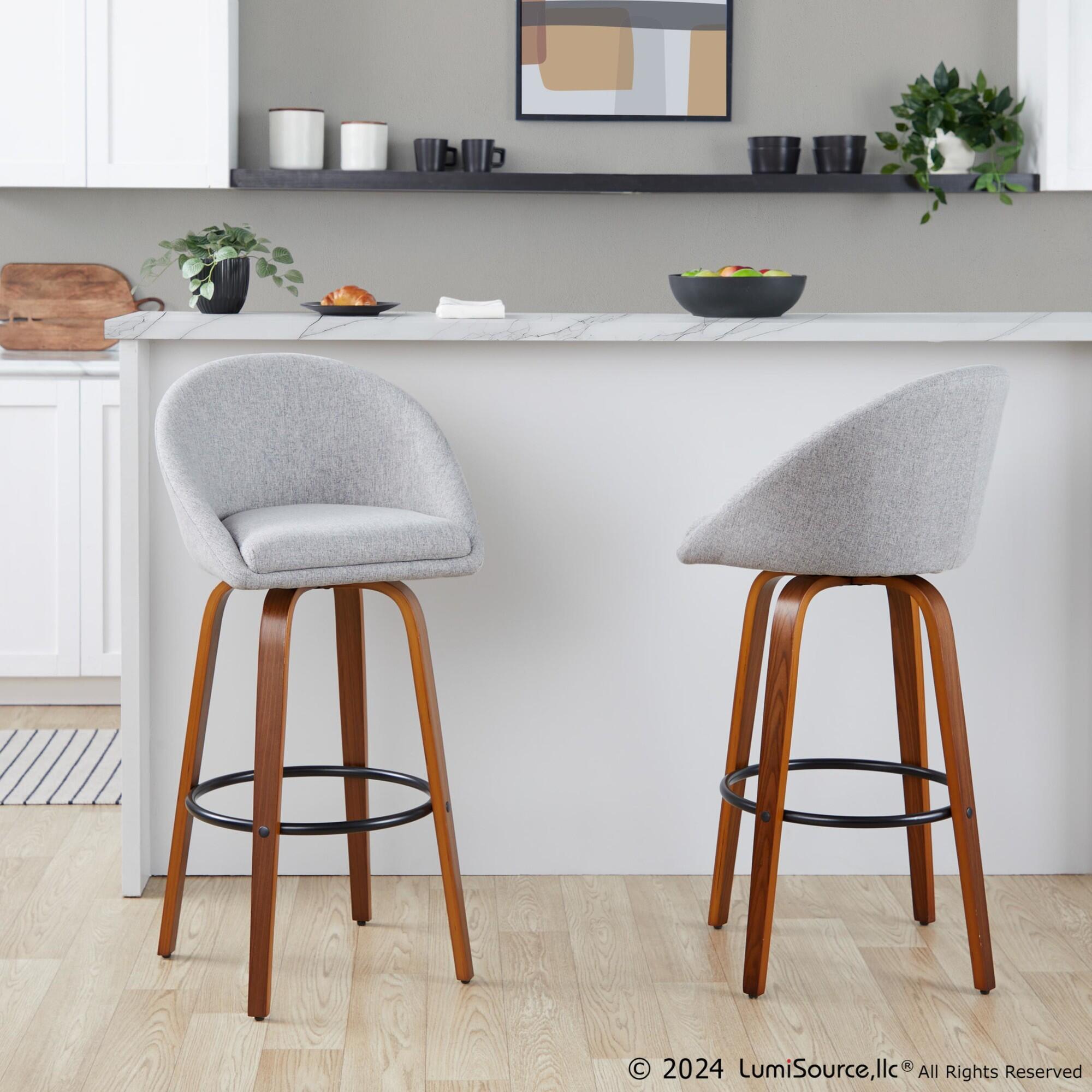 LumiSource Matisse Bar Height Bar Stool (Set of 2), Light Gray, large