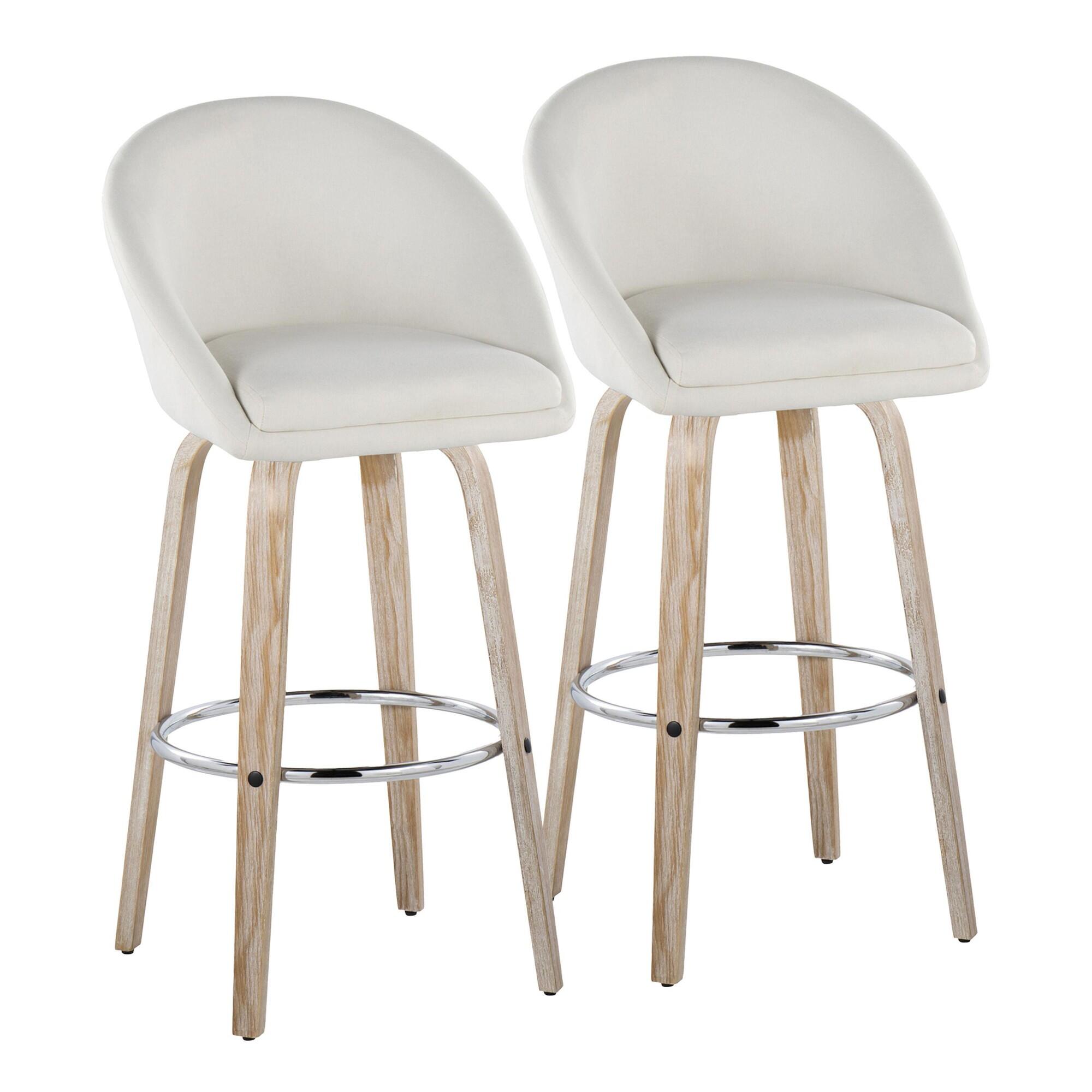 LumiSource Matisse Bar Height Bar Stool (Set of 2), Cream/Gray, large