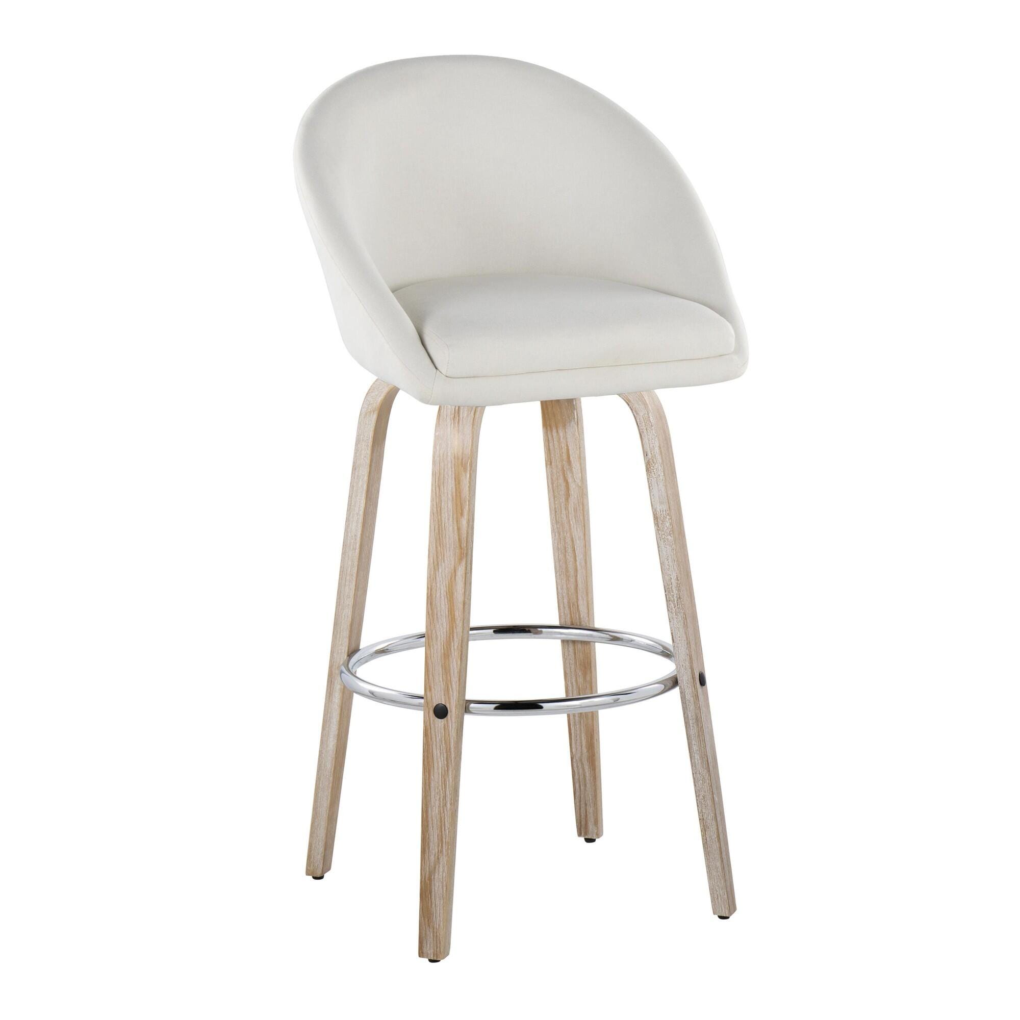 LumiSource Matisse Bar Height Bar Stool (Set of 2), Cream/Gray, large