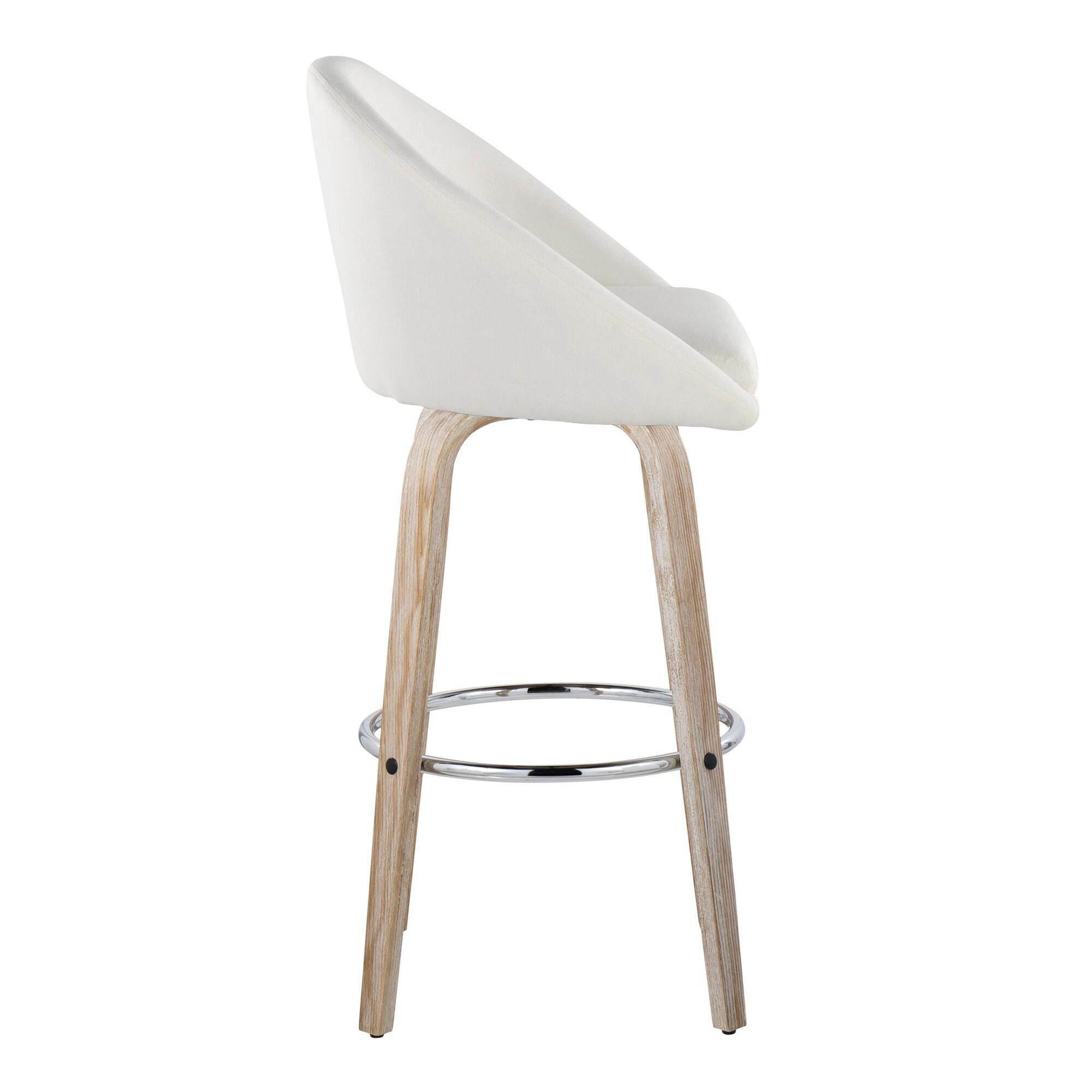 LumiSource Matisse Bar Height Bar Stool (Set of 2), Cream/Gray, large