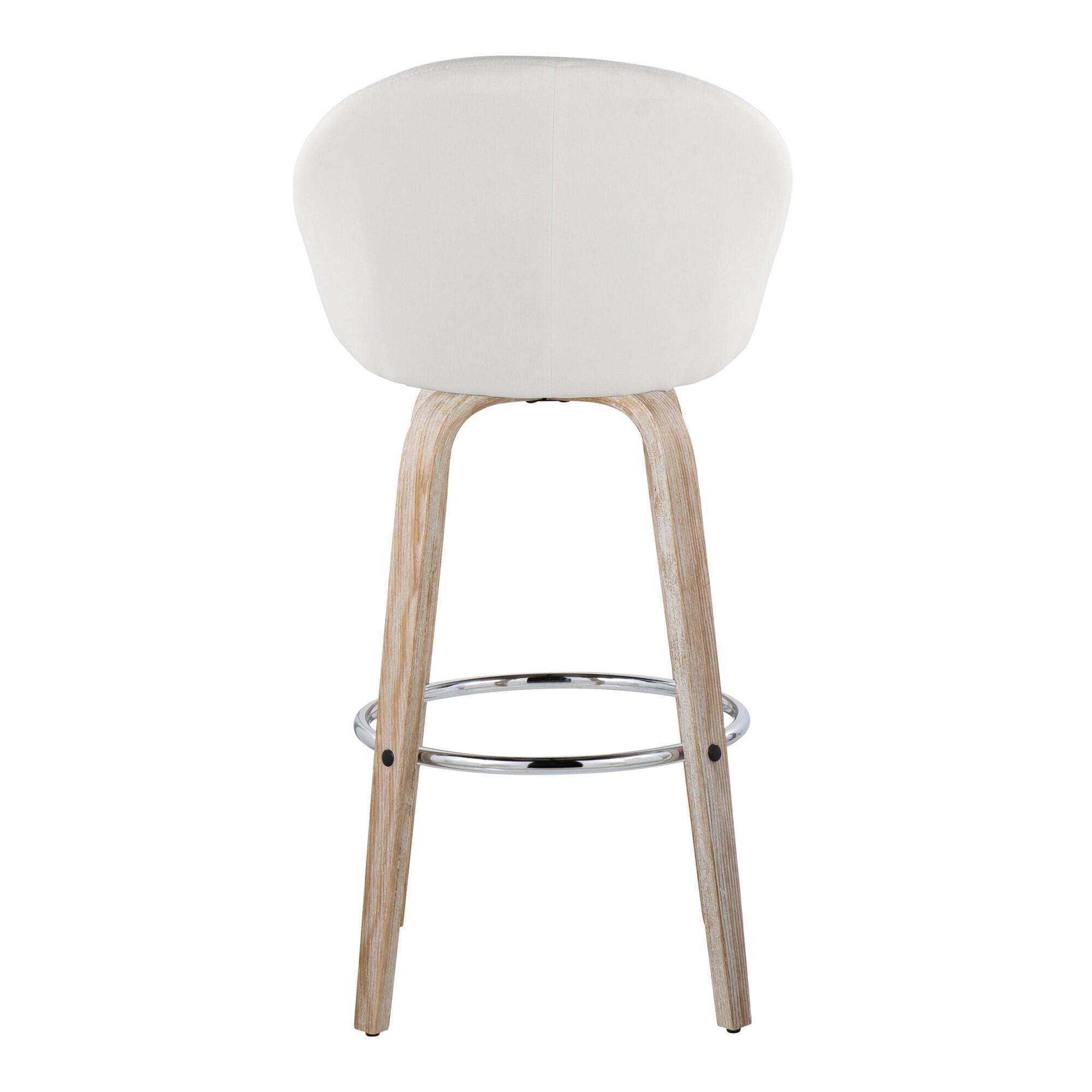 LumiSource Matisse Bar Height Bar Stool (Set of 2), Cream/Gray, large