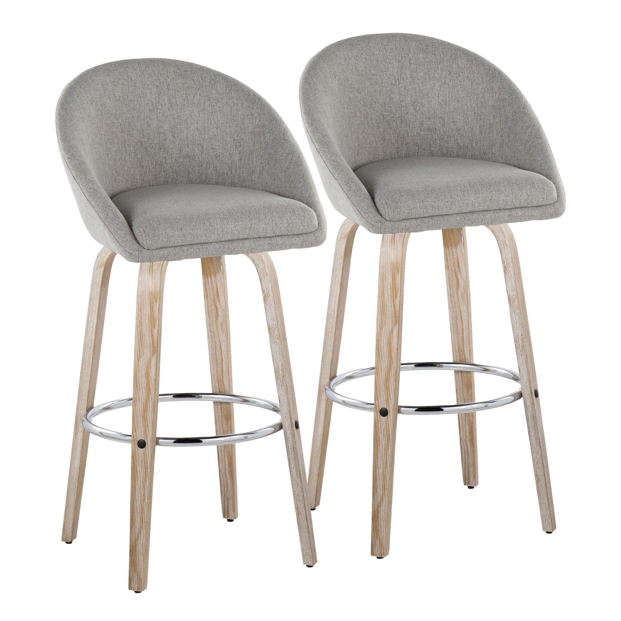 LumiSource Matisse Bar Height Bar Stool (Set of 2), Gray, large