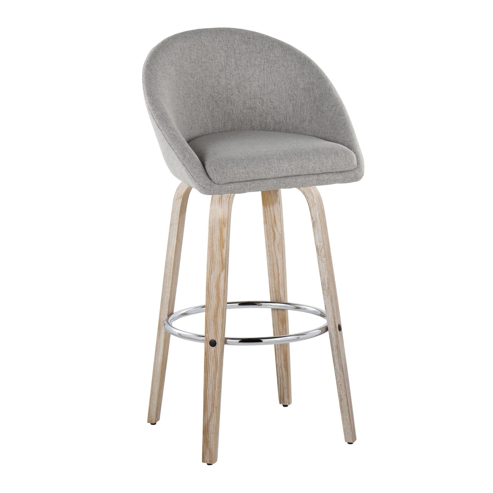 LumiSource Matisse Bar Height Bar Stool (Set of 2), Gray, large