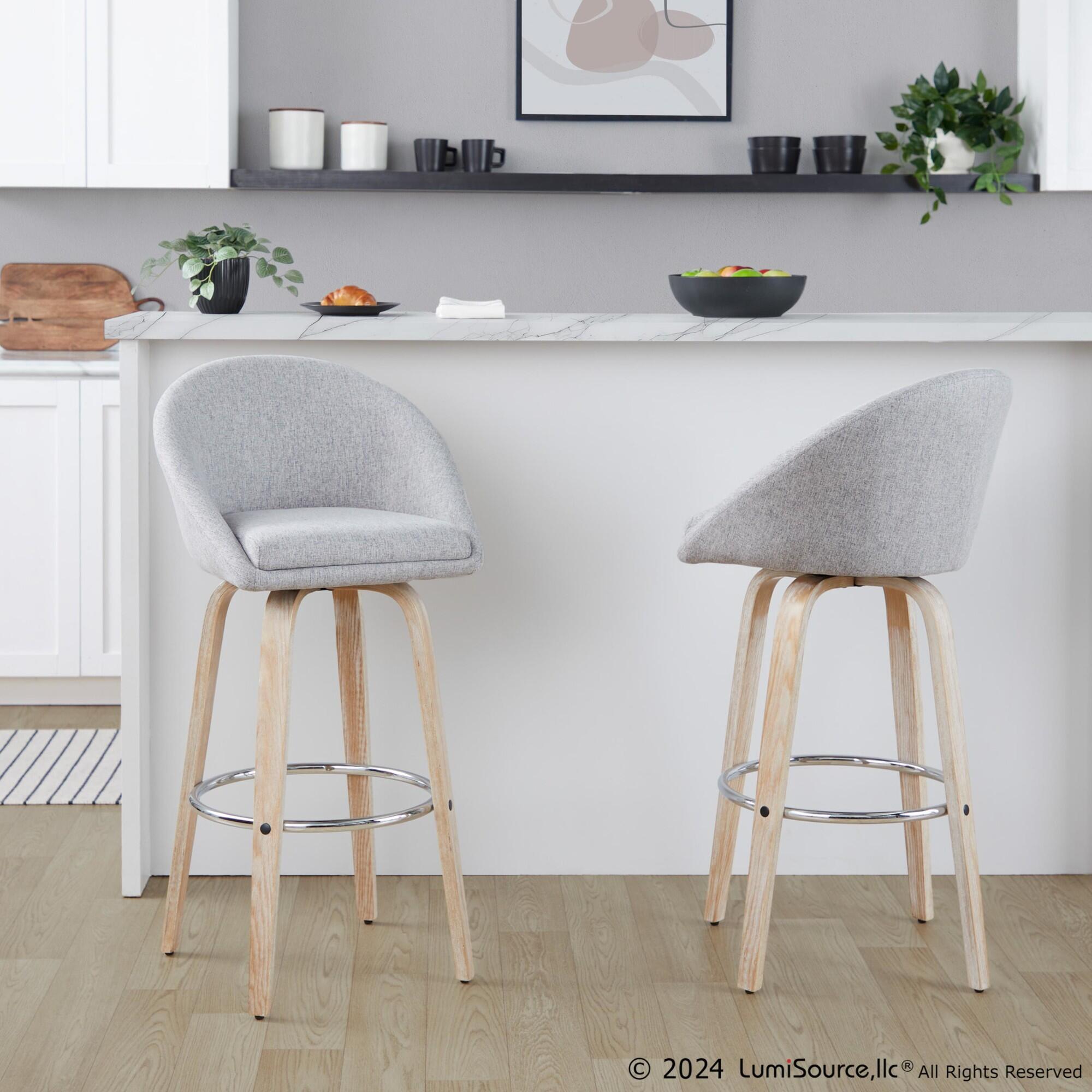 LumiSource Matisse Bar Height Bar Stool (Set of 2), Gray, large