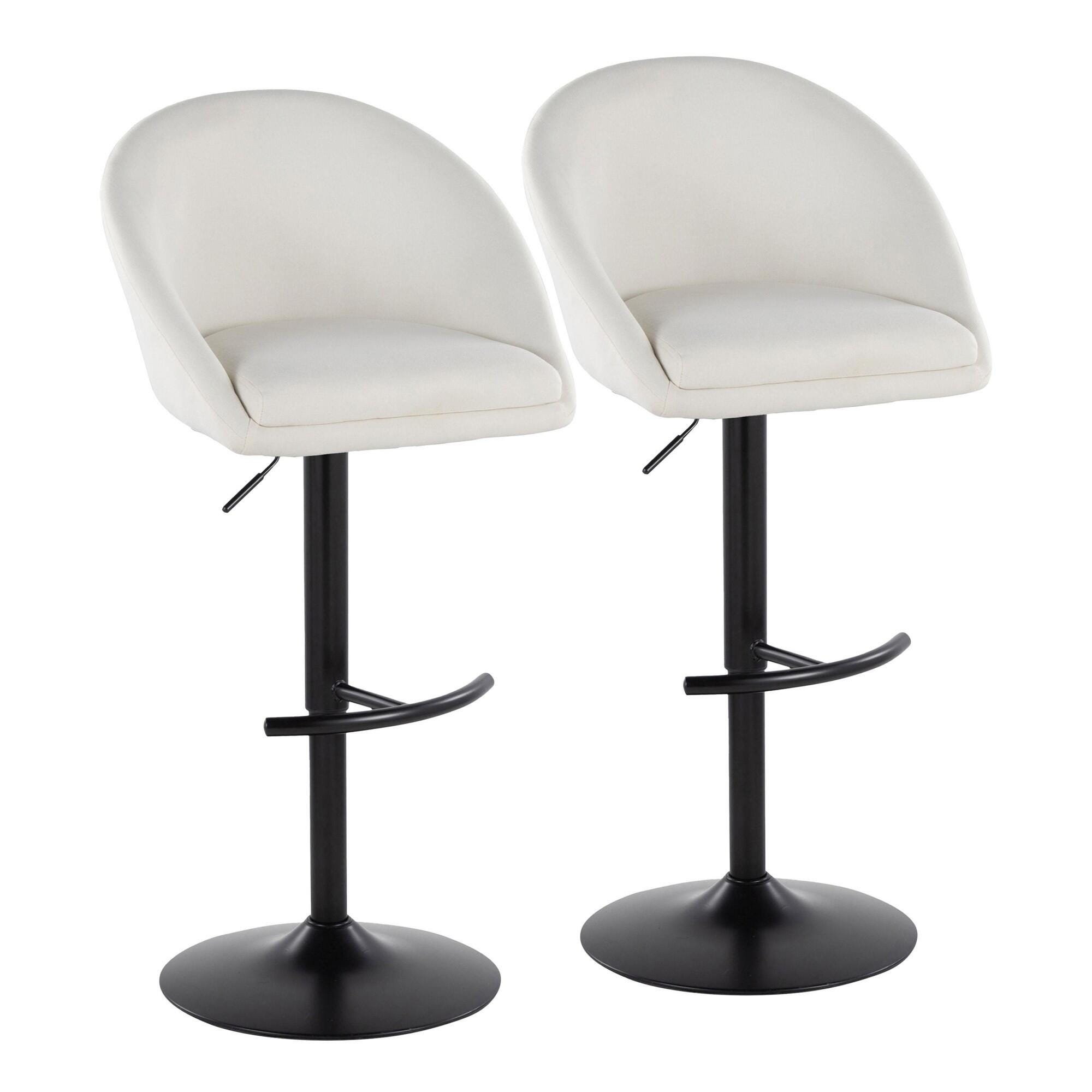 LumiSource Matisse Highback Bar Height Bar Stool (Set of 2), Cream, large