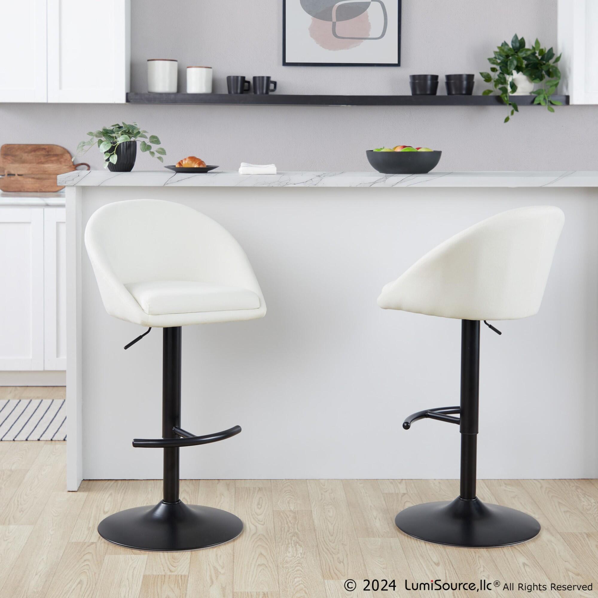LumiSource Matisse Highback Bar Height Bar Stool (Set of 2), Cream, large