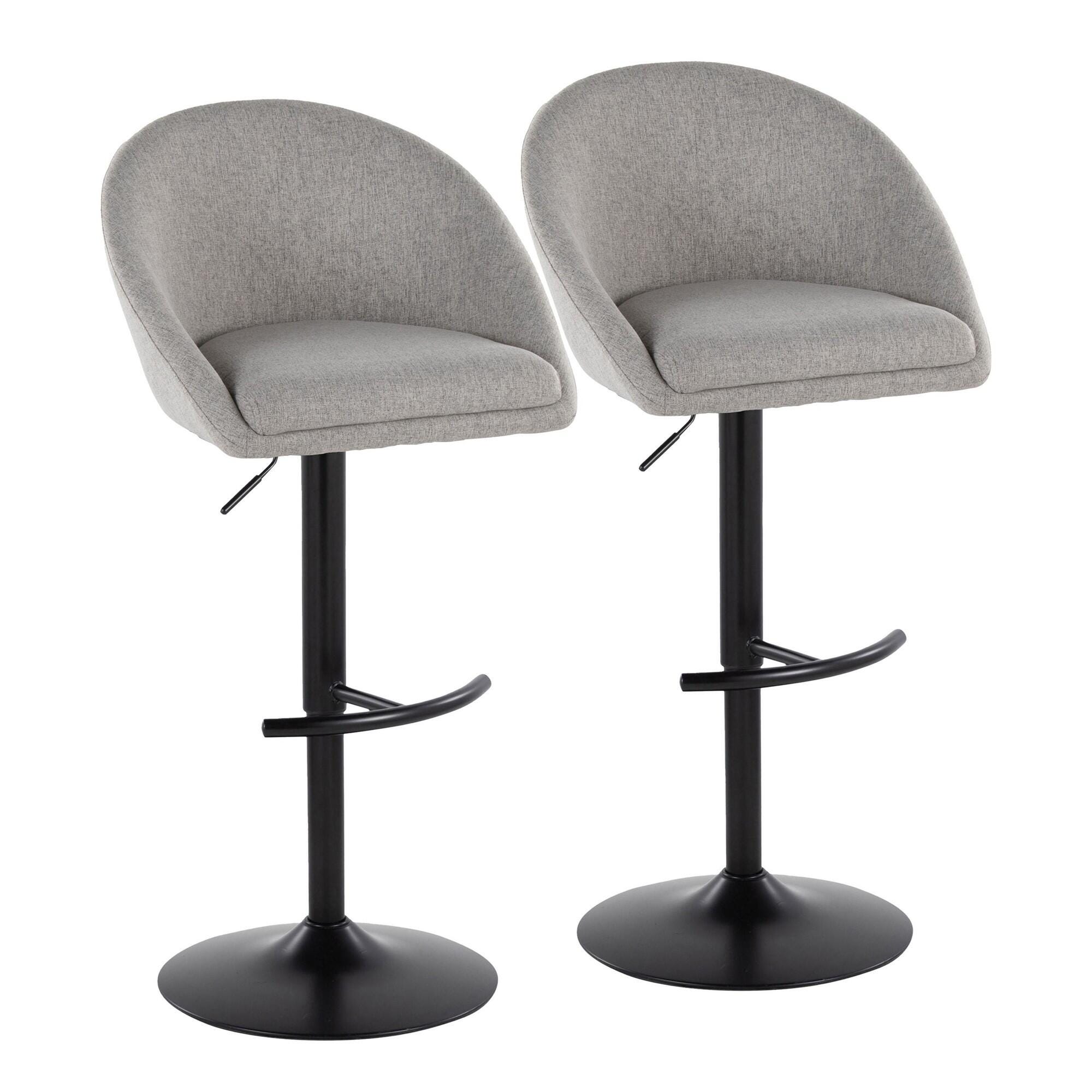 LumiSource Matisse Highback Bar Height Bar Stool (Set of 2), Gray, large