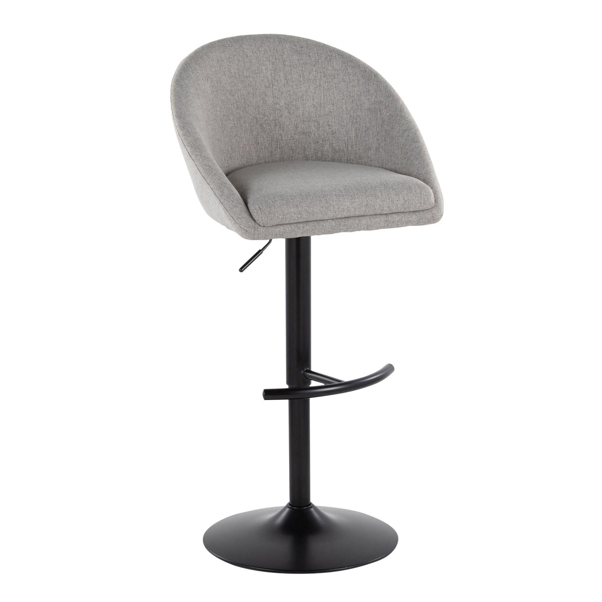LumiSource Matisse Highback Bar Height Bar Stool (Set of 2), Gray, large