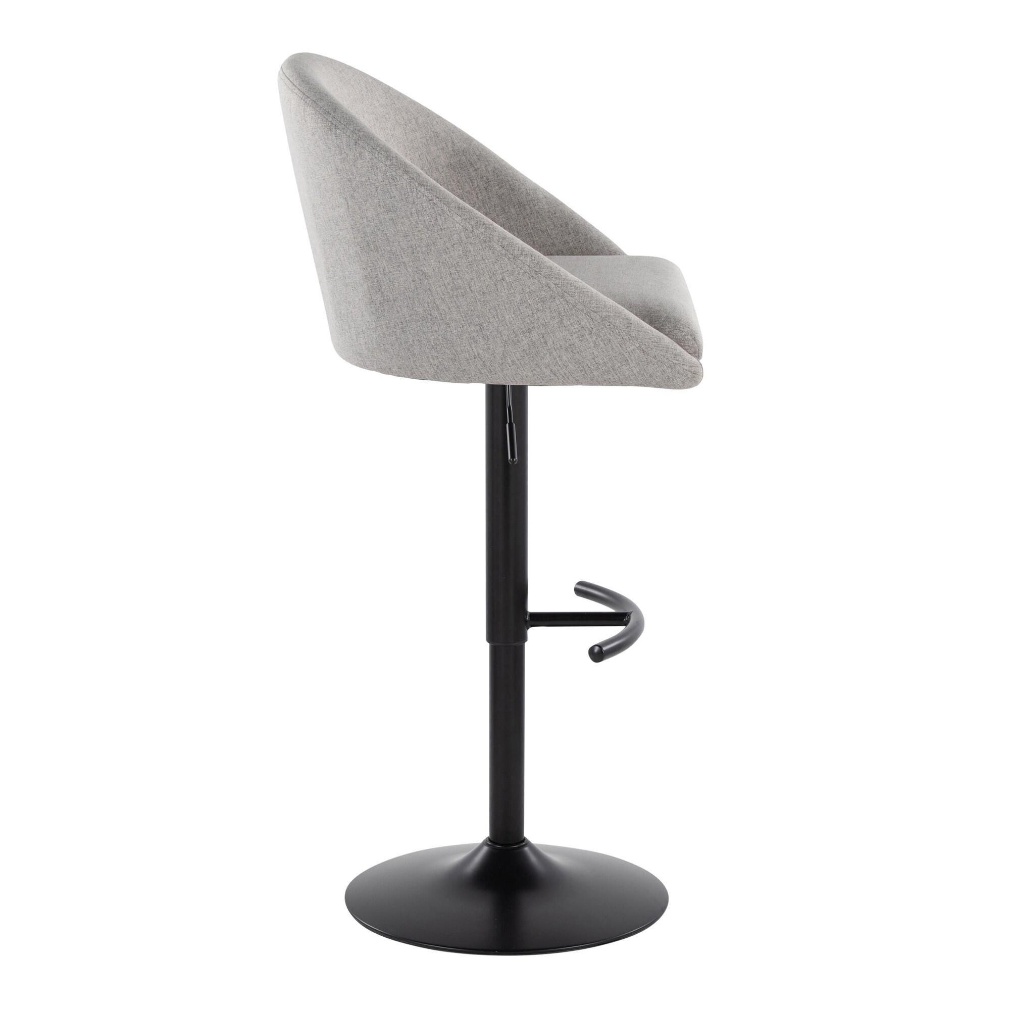LumiSource Matisse Highback Bar Height Bar Stool (Set of 2), Gray, large