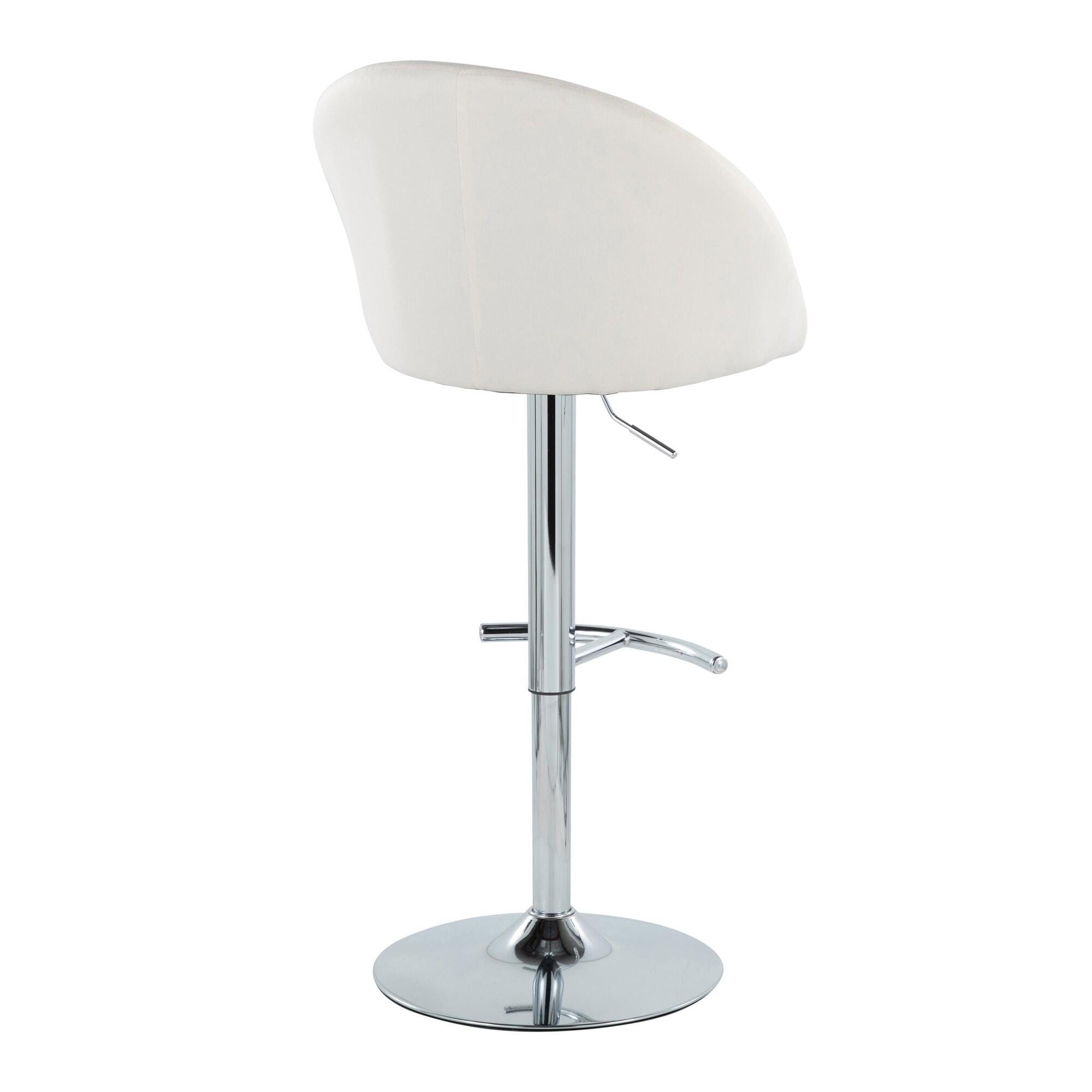 LumiSource Matisse Highback Bar Height Bar Stool (Set of 2), Cream/Chrome, large