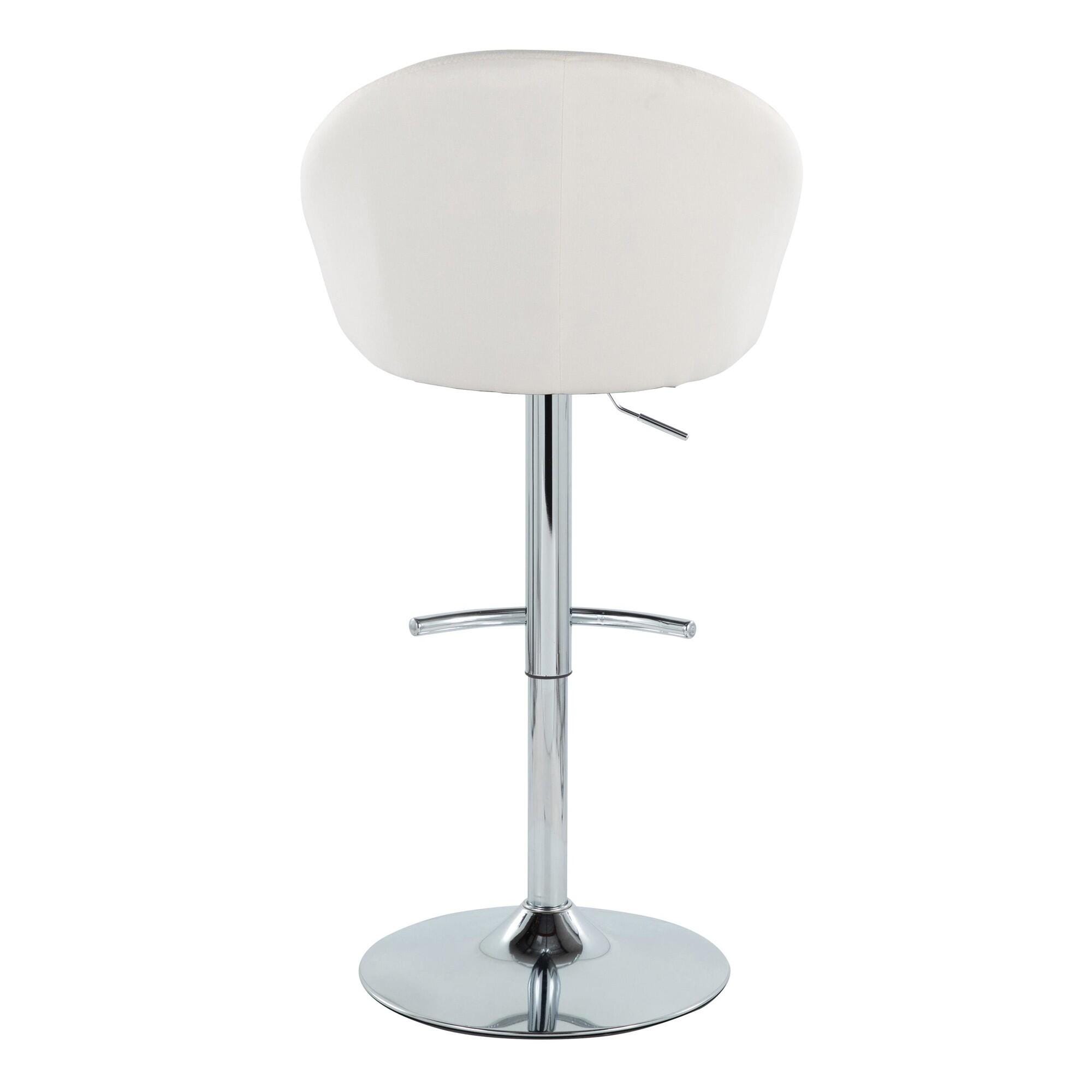 LumiSource Matisse Highback Bar Height Bar Stool (Set of 2), Cream/Chrome, large