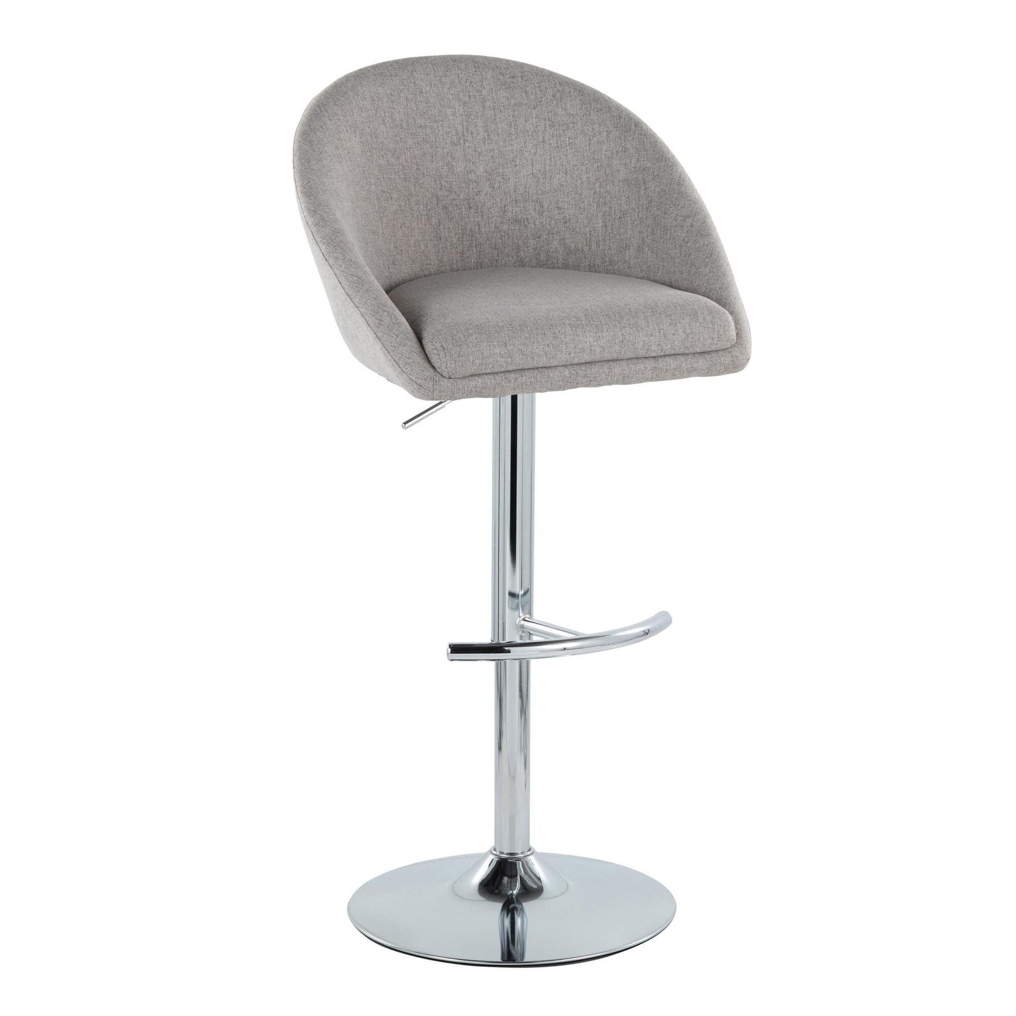 LumiSource Matisse Highback Bar Height Bar Stool (Set of 2), Gray/Chrome, large