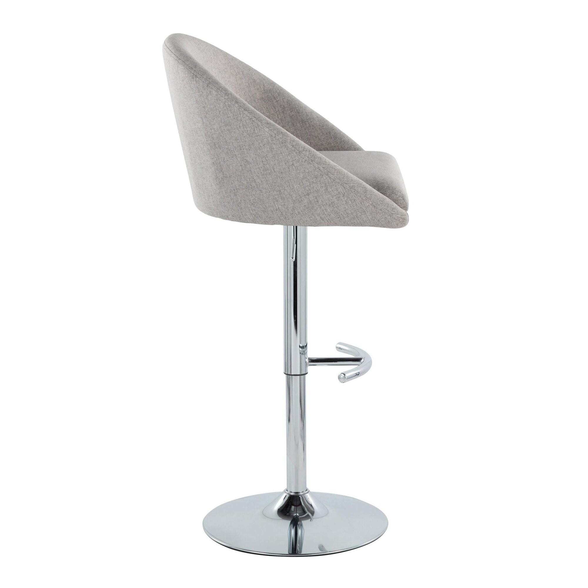 LumiSource Matisse Highback Bar Height Bar Stool (Set of 2), Gray/Chrome, large