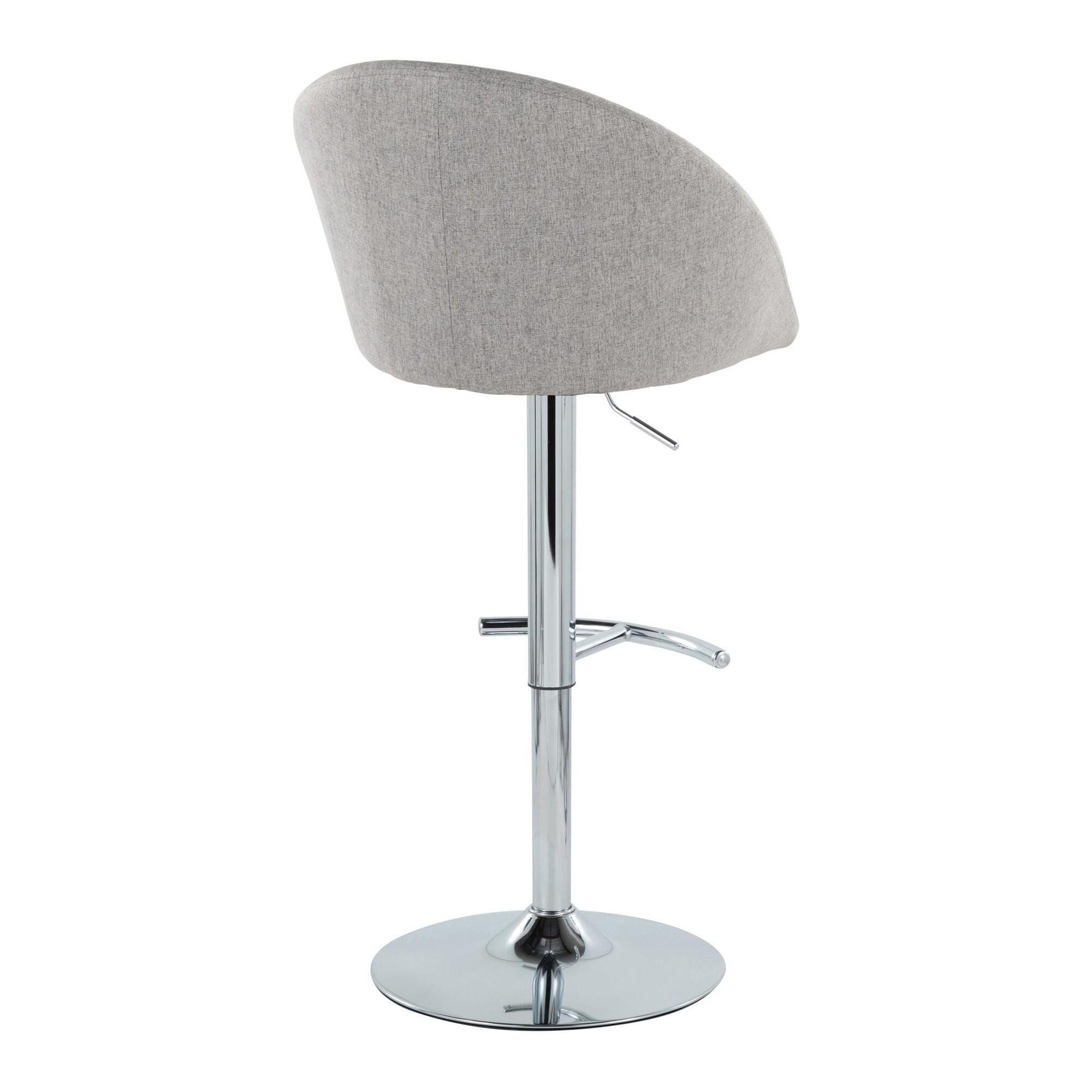 LumiSource Matisse Highback Bar Height Bar Stool (Set of 2), Gray/Chrome, large
