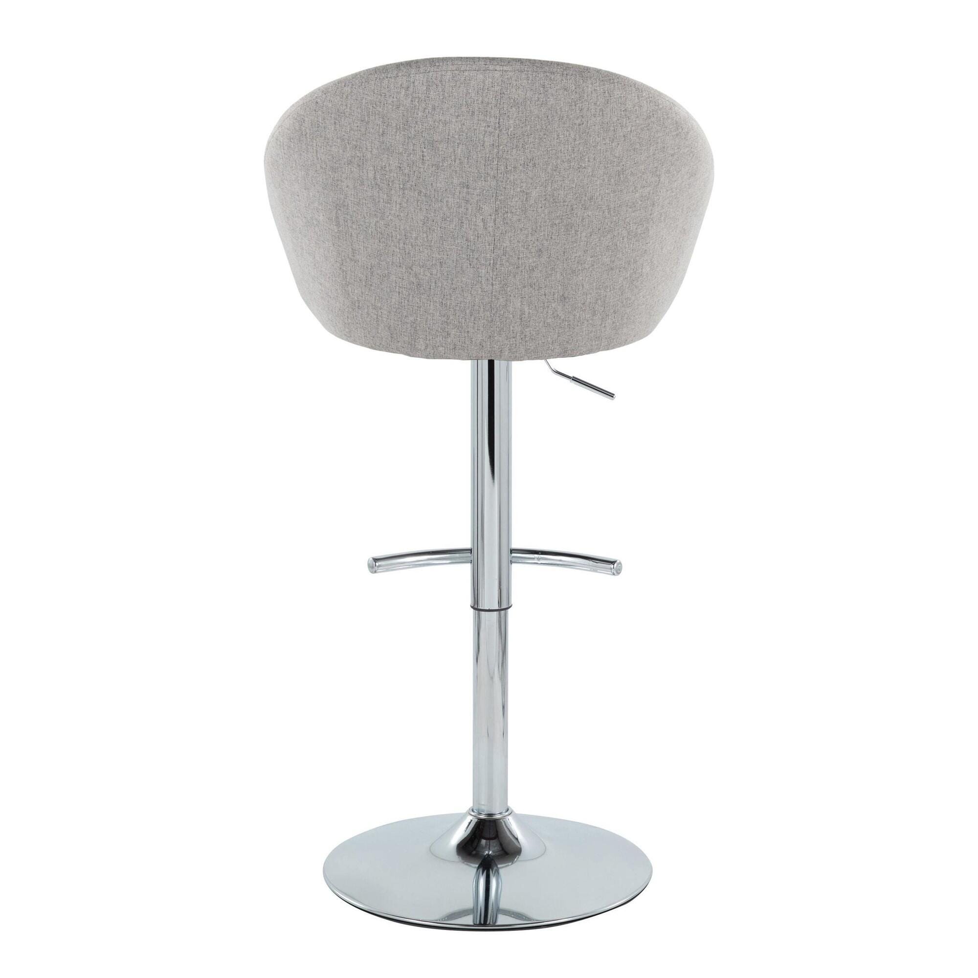 LumiSource Matisse Highback Bar Height Bar Stool (Set of 2), Gray/Chrome, large