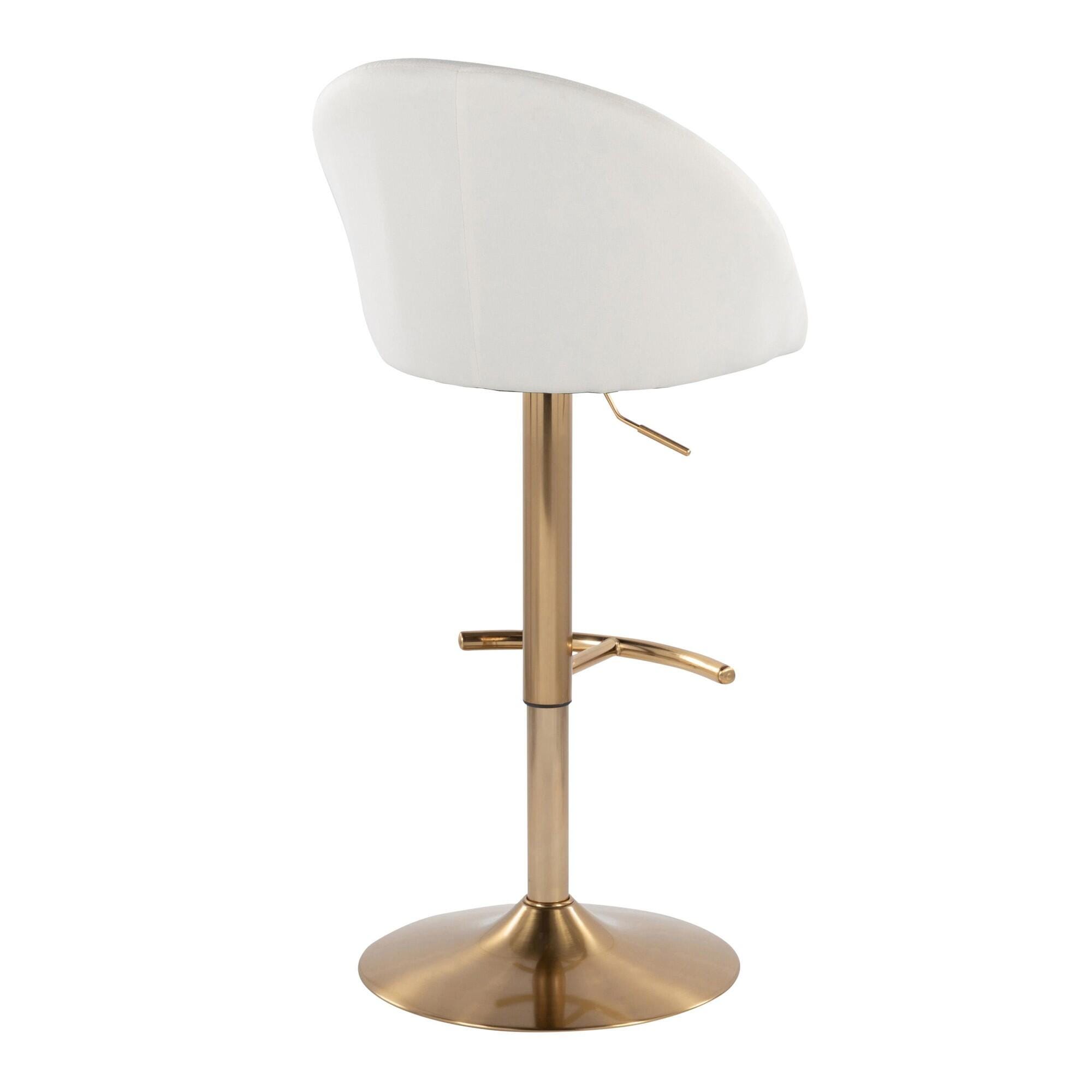 LumiSource Matisse Highback Bar Height Bar Stool (Set of 2), Cream/Gold, large