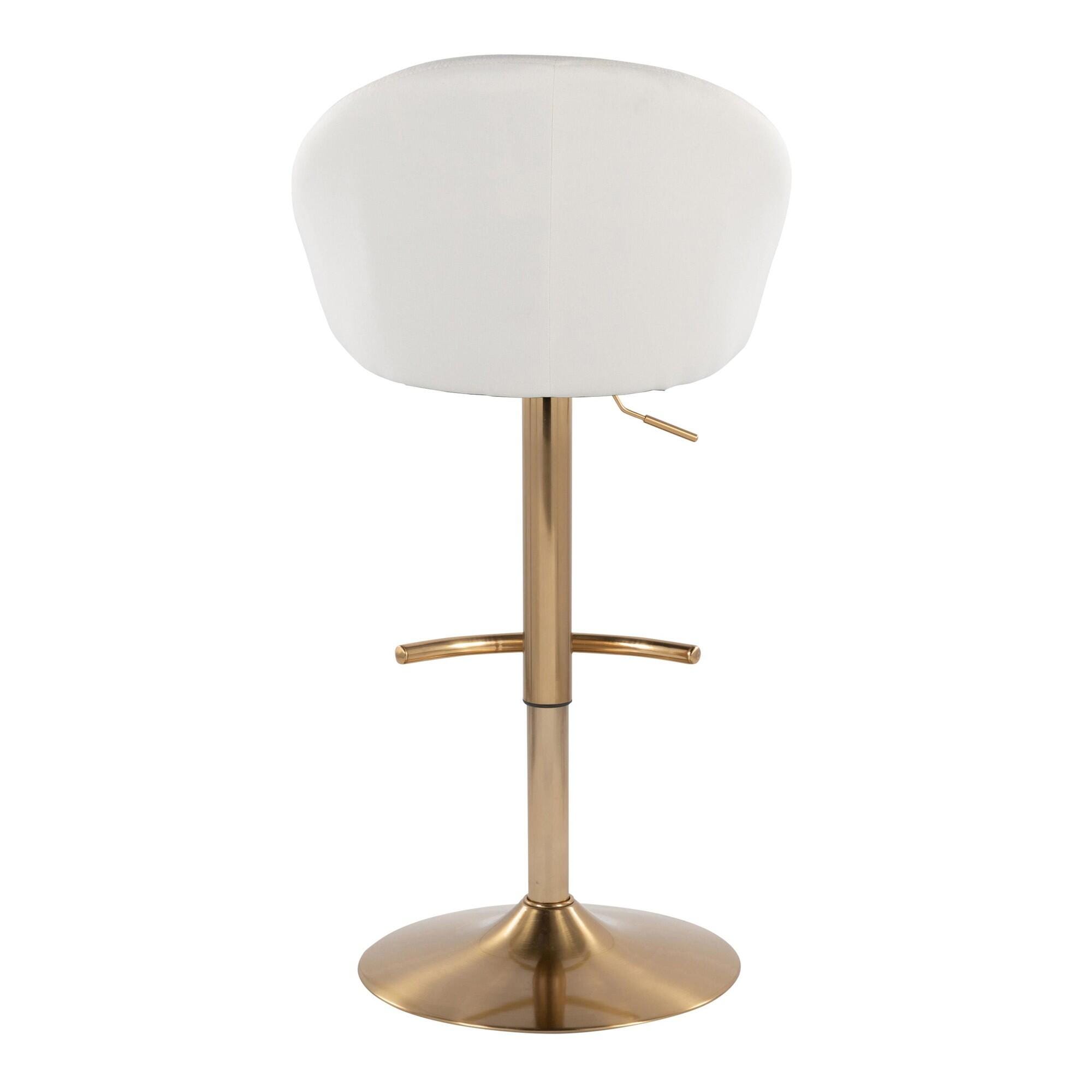LumiSource Matisse Highback Bar Height Bar Stool (Set of 2), Cream/Gold, large