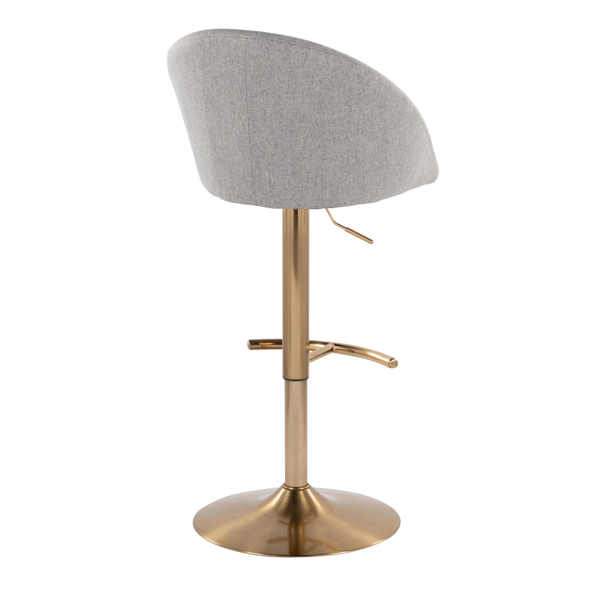 LumiSource Matisse Highback Bar Height Bar Stool (Set of 2), Gray/Gold, large