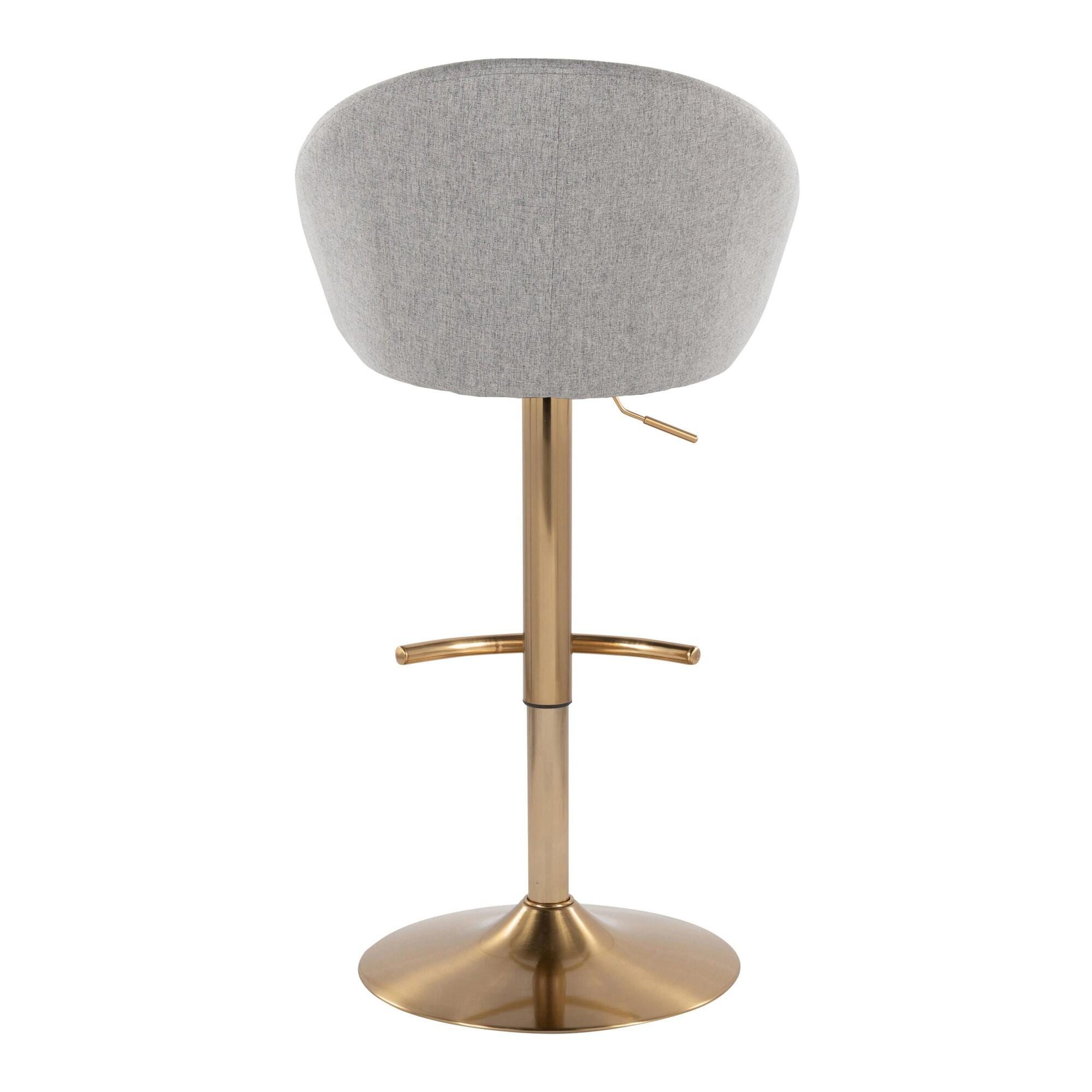 LumiSource Matisse Highback Bar Height Bar Stool (Set of 2), Gray/Gold, large