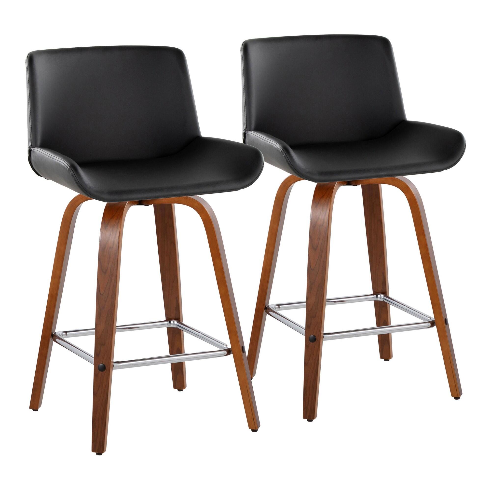 LumiSource Santi Counter Height Bar Stool (Set of 2), Black/Brown, large