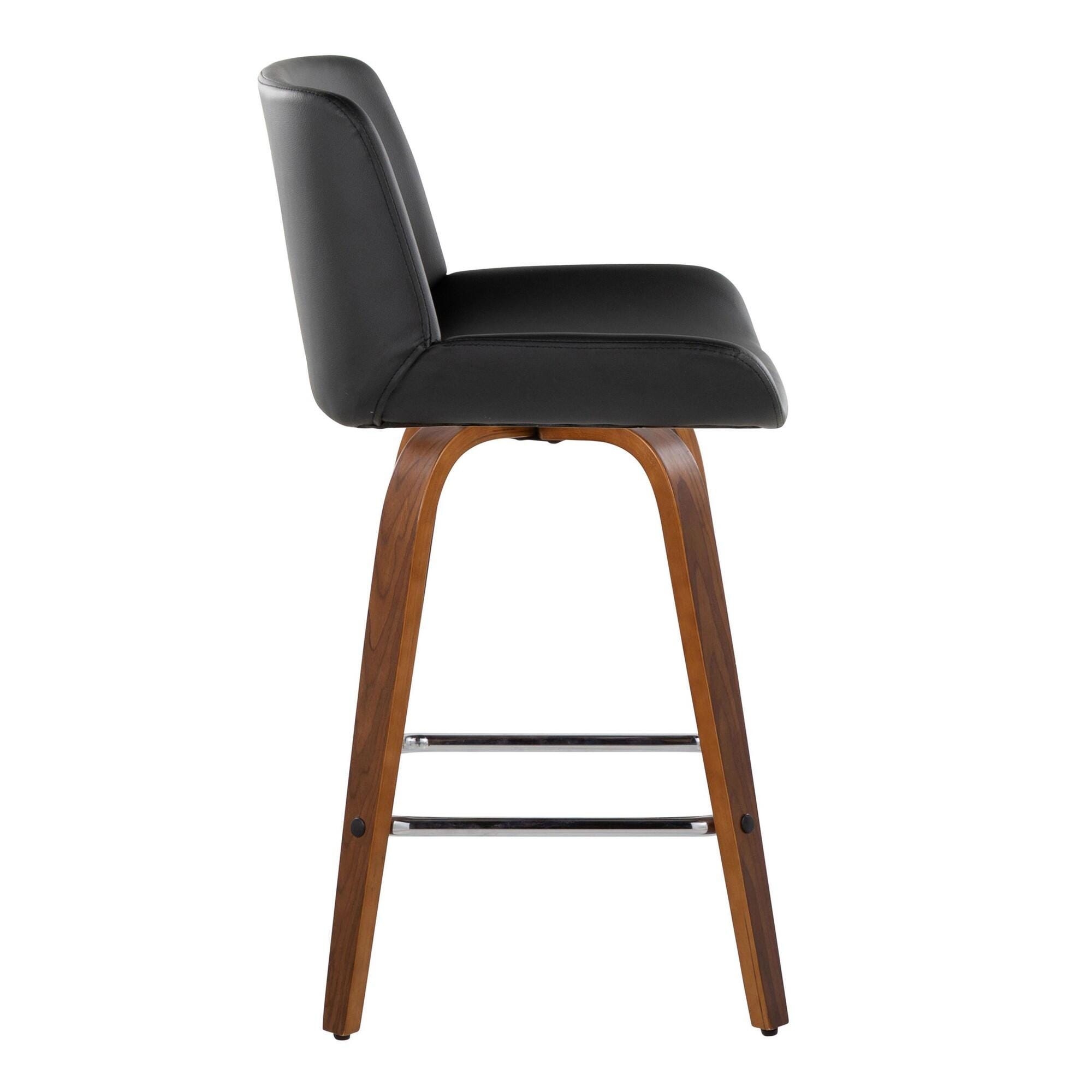 LumiSource Santi Counter Height Bar Stool (Set of 2), Black/Brown, large