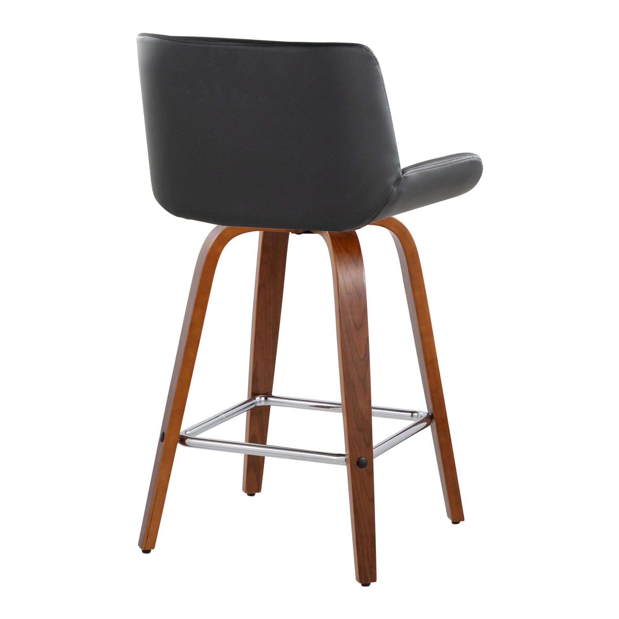LumiSource Santi Counter Height Bar Stool (Set of 2), Black/Brown, large