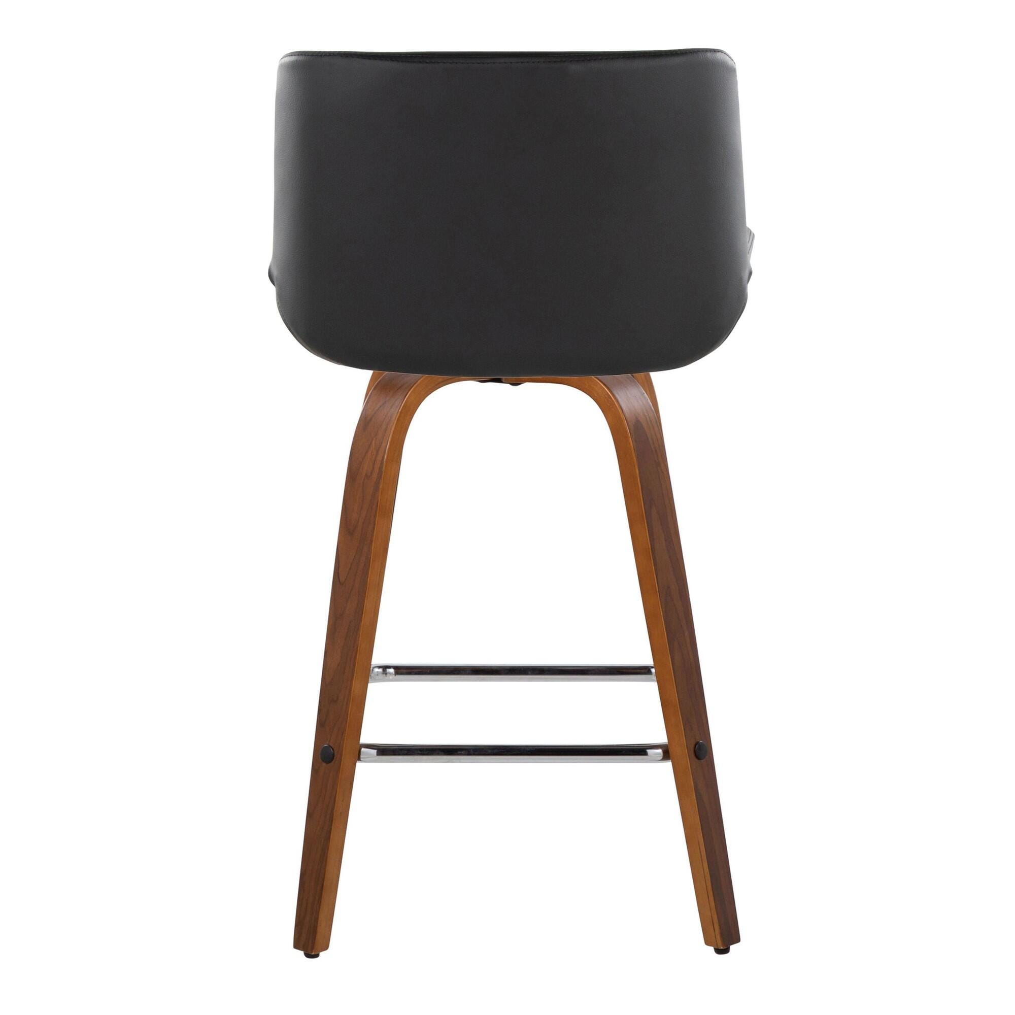 LumiSource Santi Counter Height Bar Stool (Set of 2), Black/Brown, large