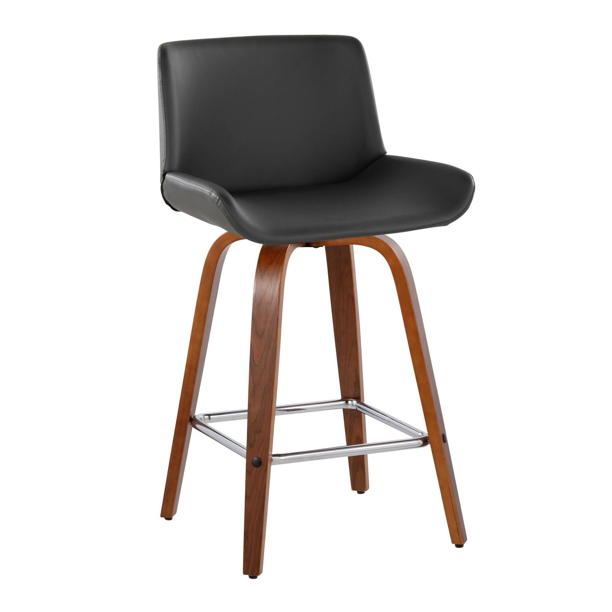 LumiSource Santi Counter Height Bar Stool (Set of 2), Light Gray/Brown, large