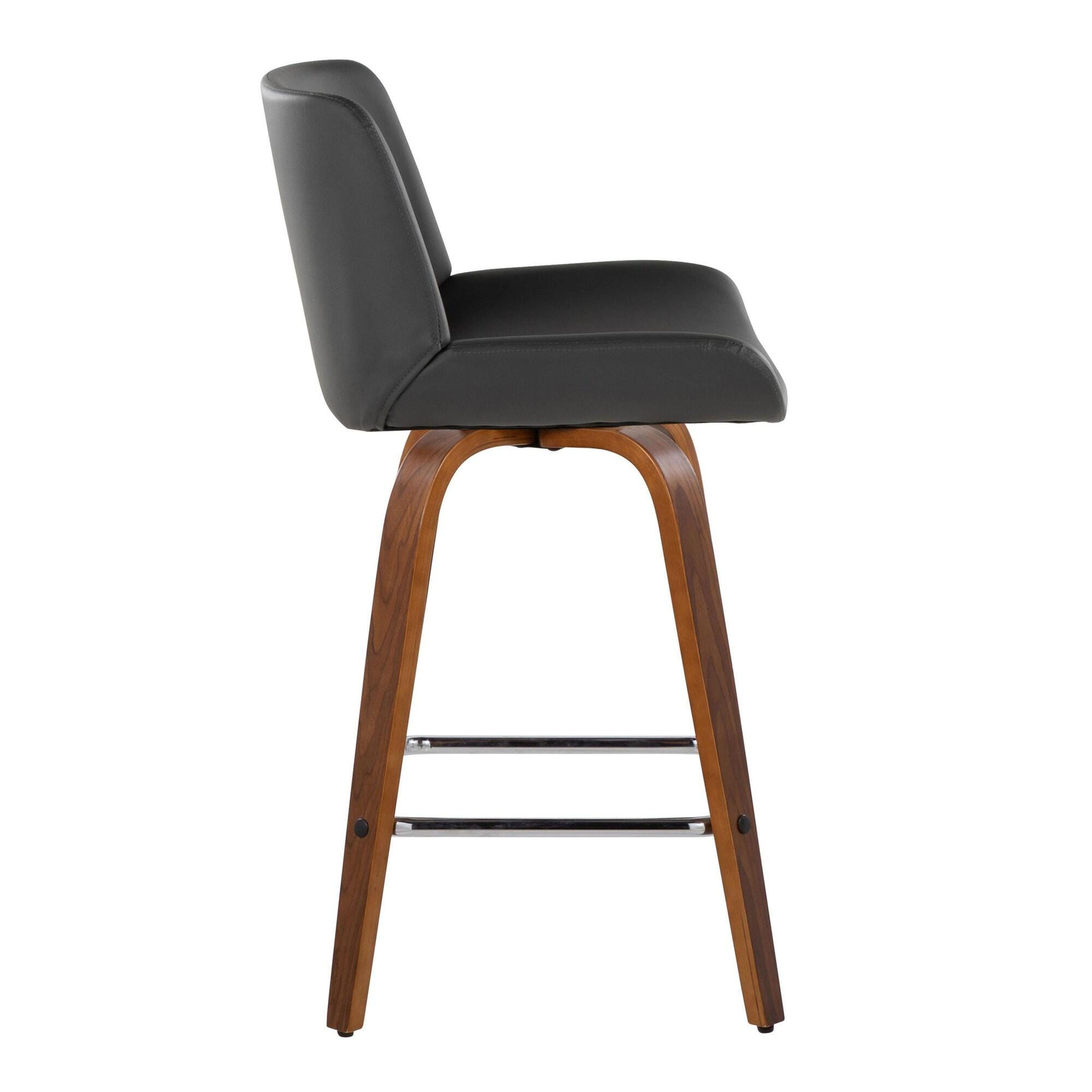 LumiSource Santi Counter Height Bar Stool (Set of 2), Light Gray/Brown, large