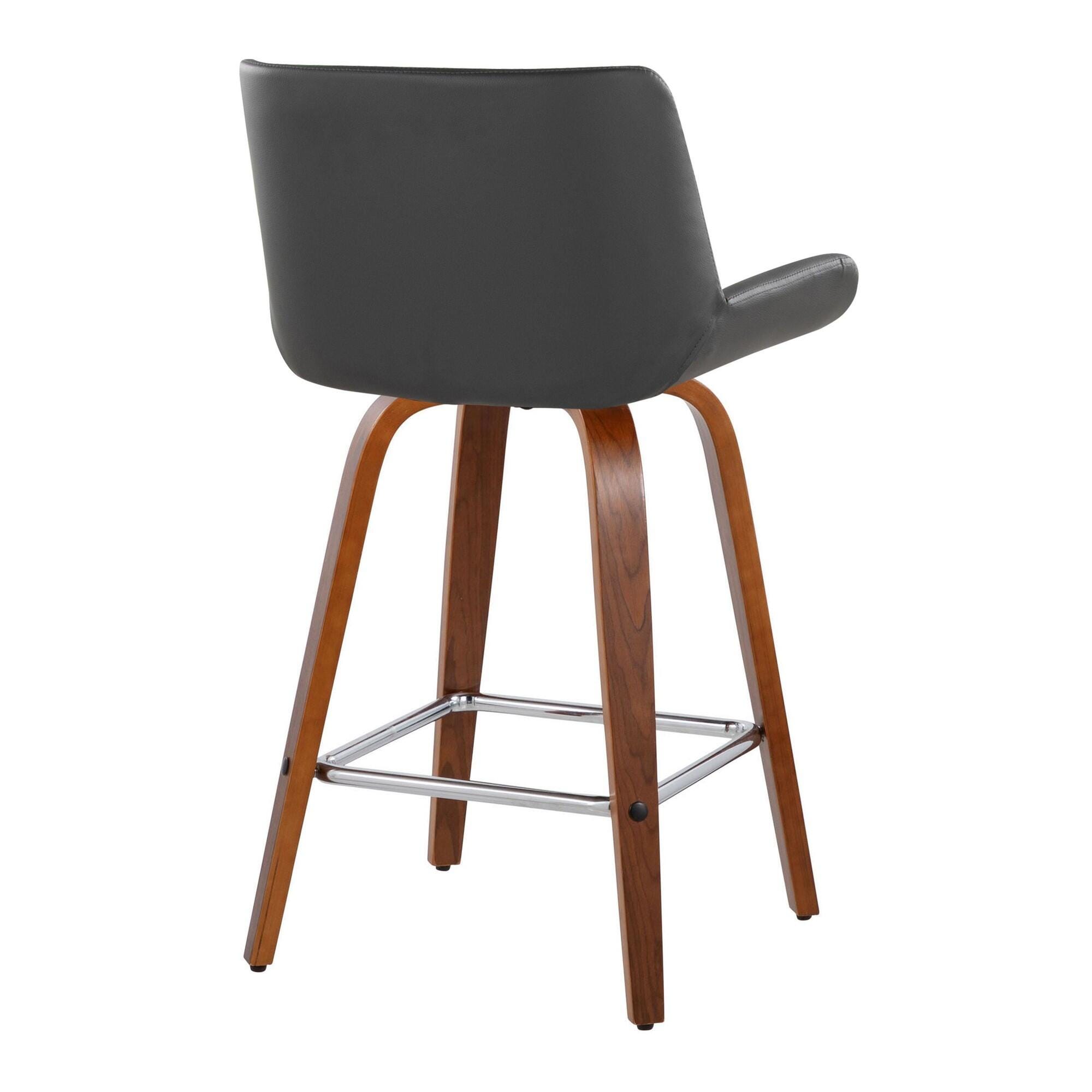 LumiSource Santi Counter Height Bar Stool (Set of 2), Light Gray/Brown, large