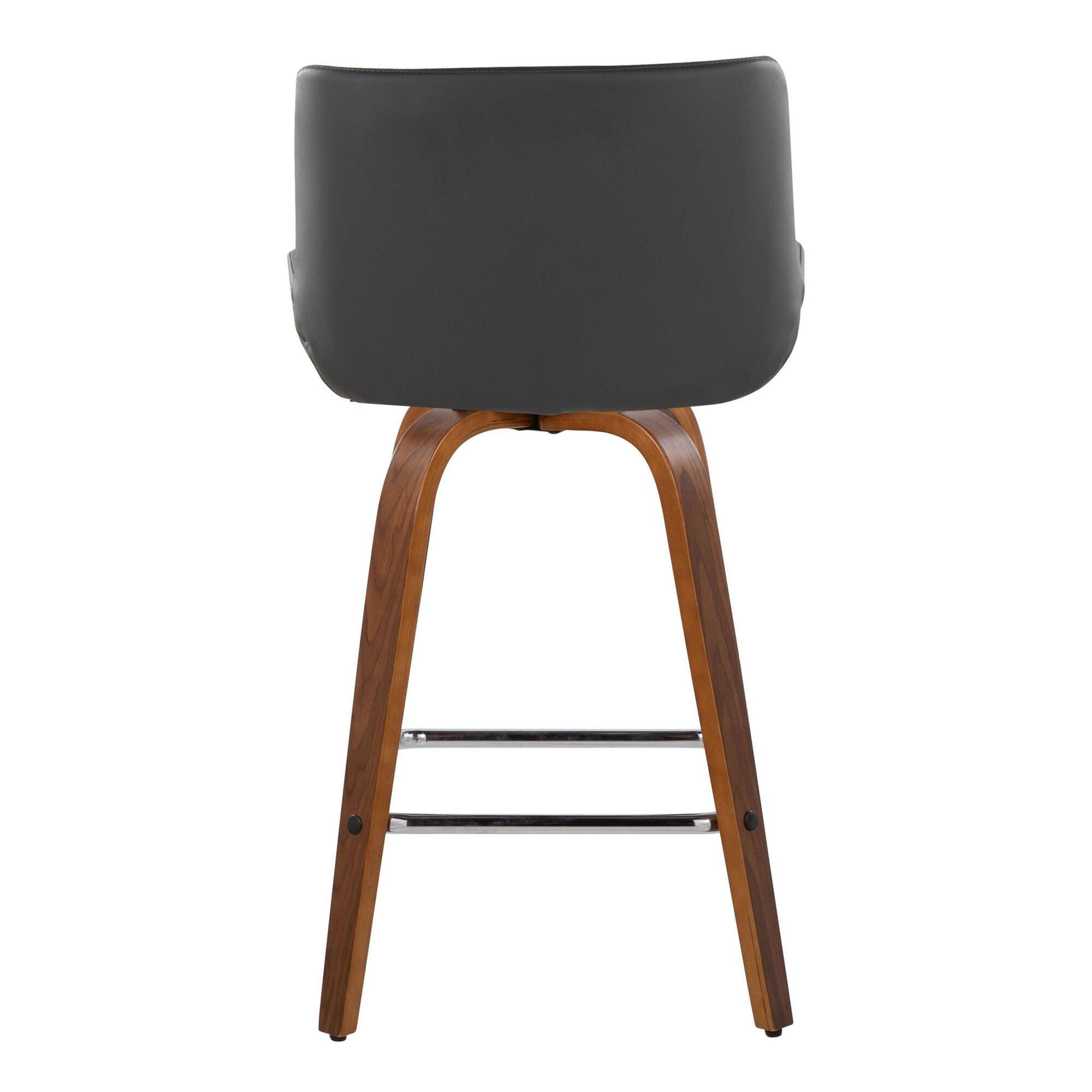 LumiSource Santi Counter Height Bar Stool (Set of 2), Light Gray/Brown, large
