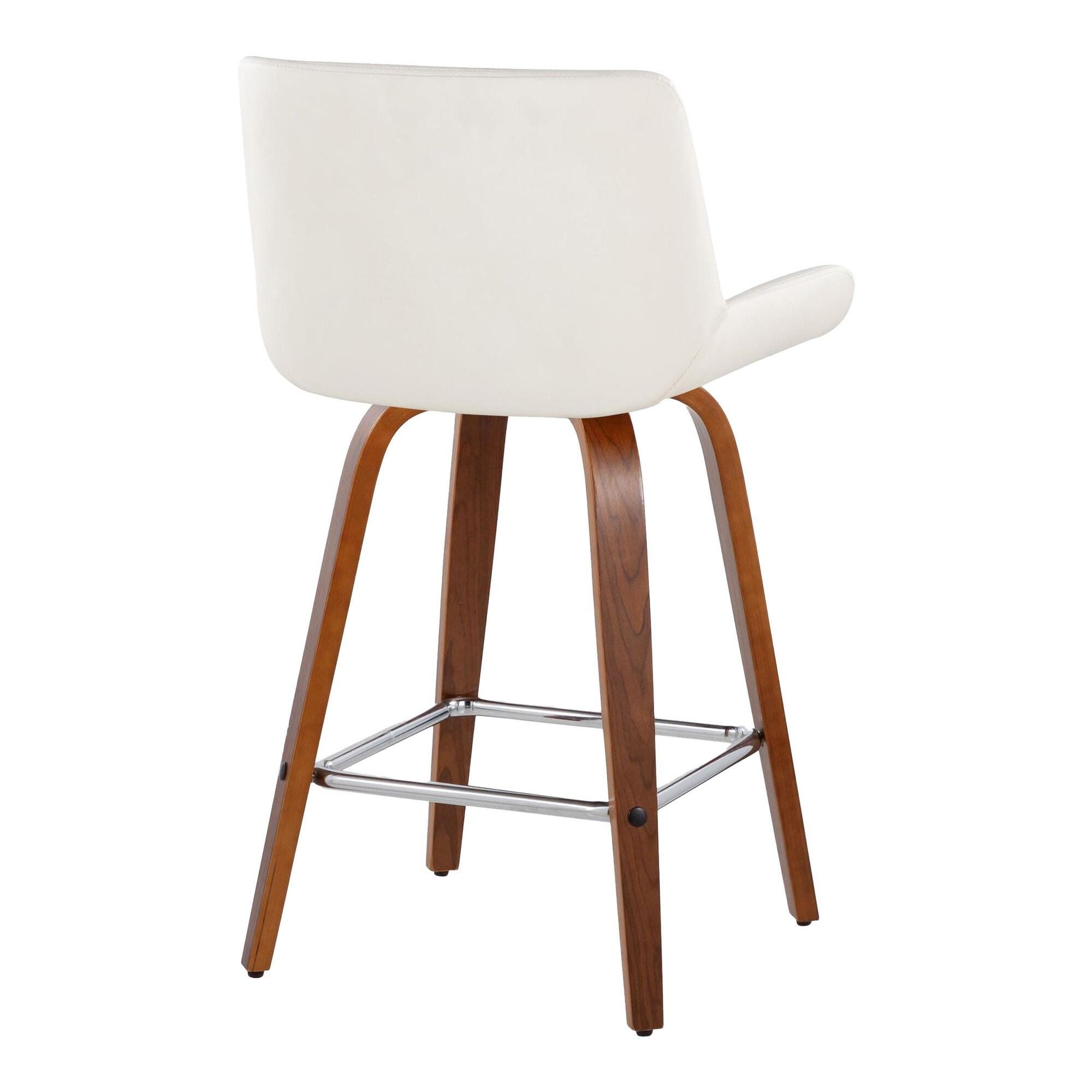 LumiSource Santi Counter Height Bar Stool (Set of 2), White/Brown, large