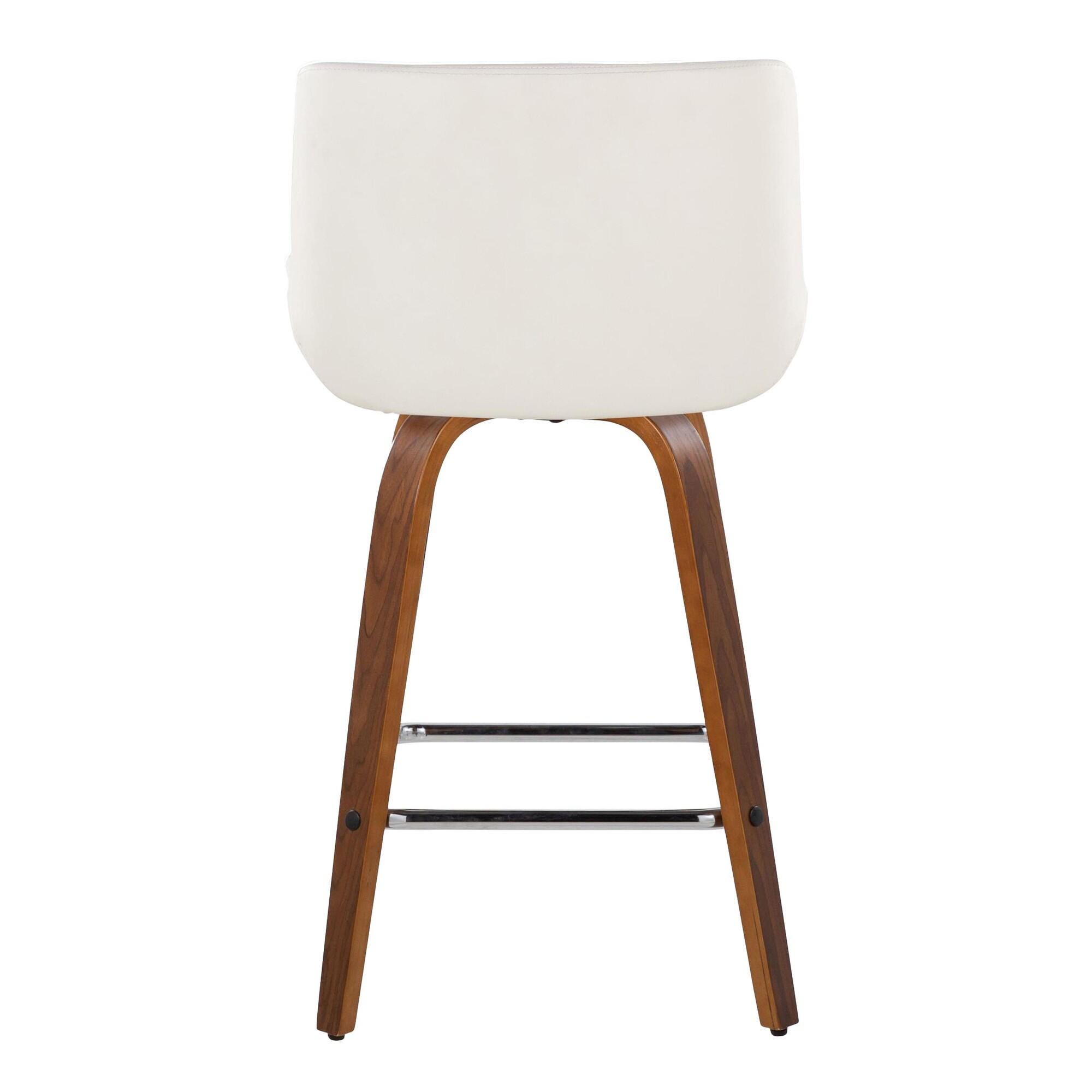 LumiSource Santi Counter Height Bar Stool (Set of 2), White/Brown, large