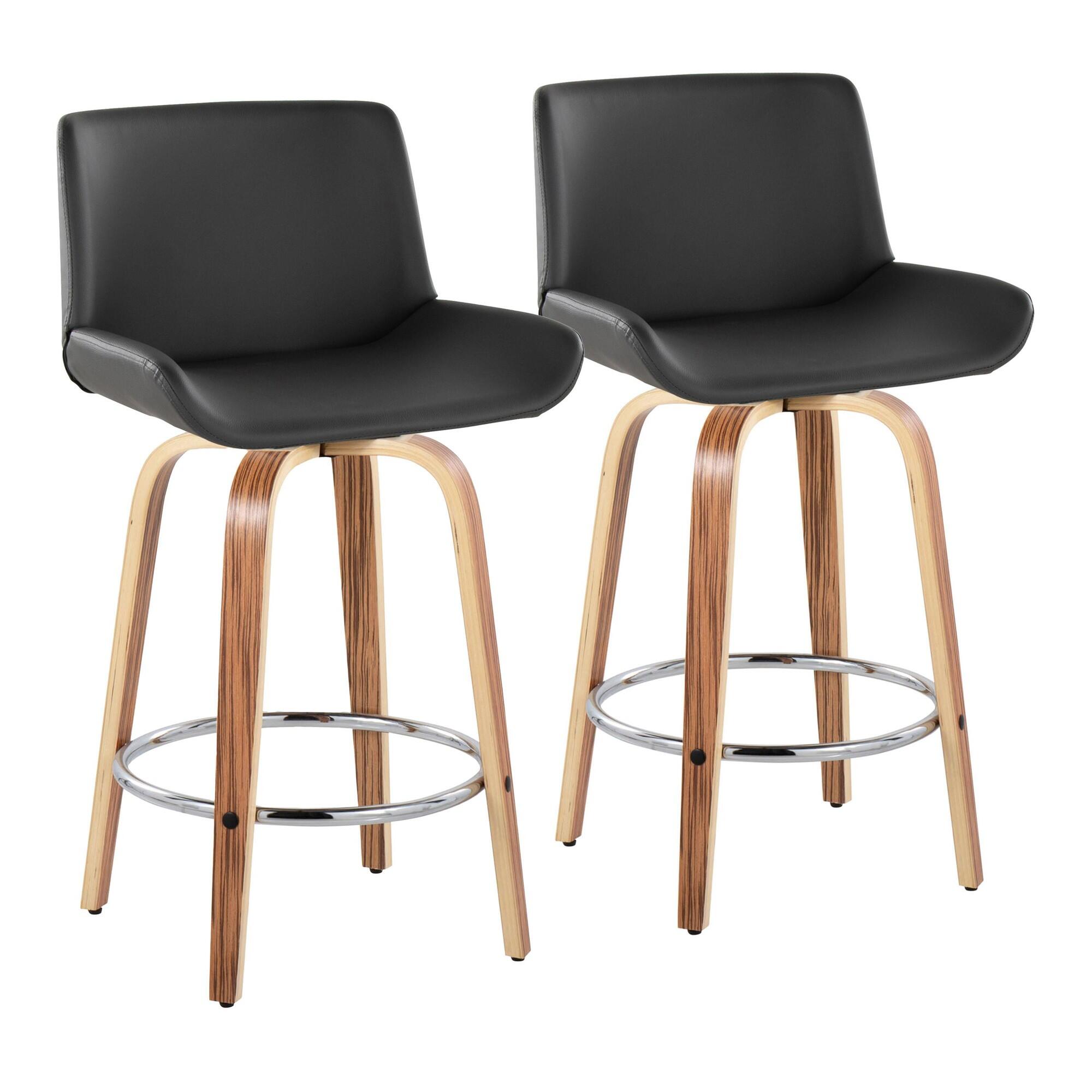 LumiSource Santi Counter Height Bar Stool (Set of 2), Gray, large