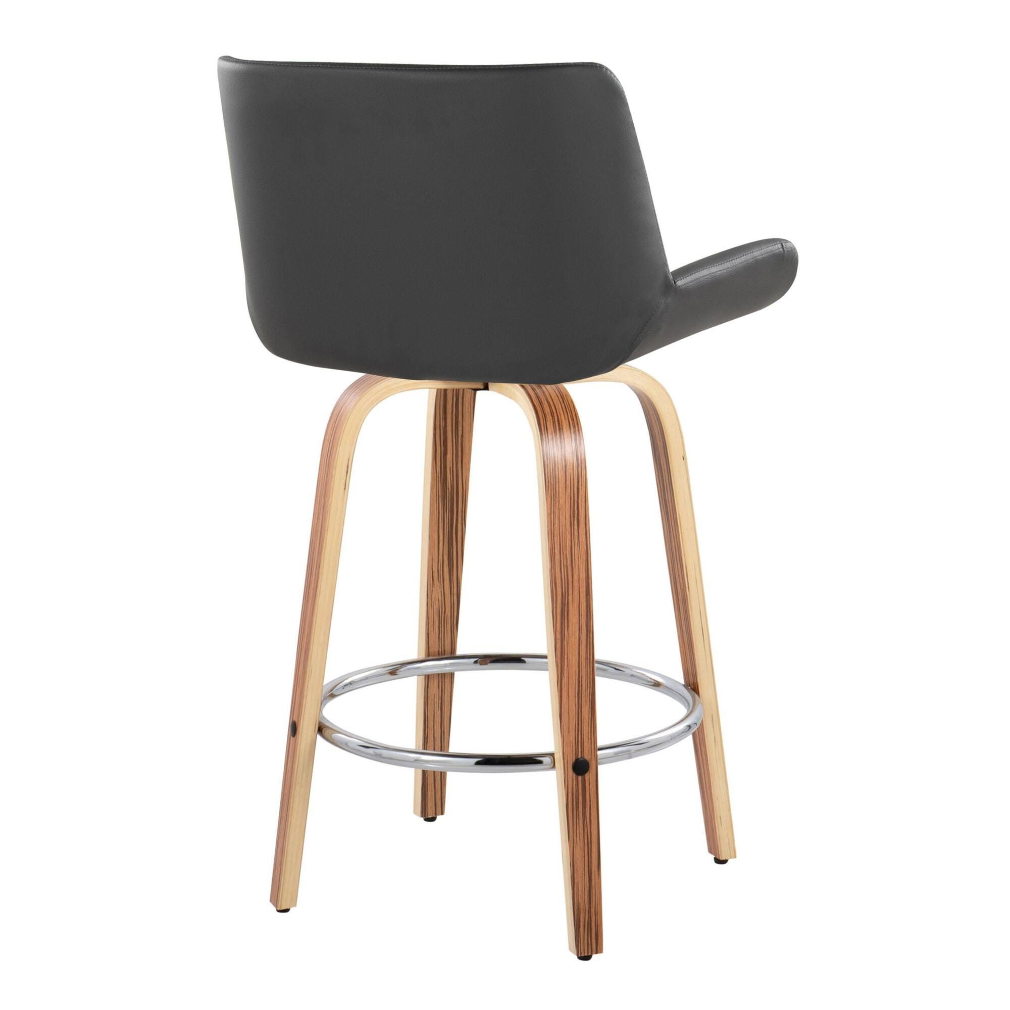 LumiSource Santi Counter Height Bar Stool (Set of 2), Gray, large