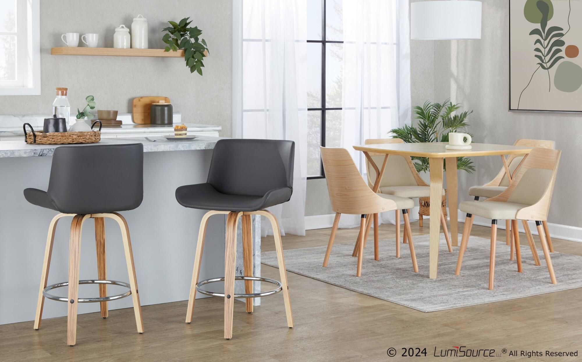 LumiSource Santi Counter Height Bar Stool (Set of 2), Gray, large