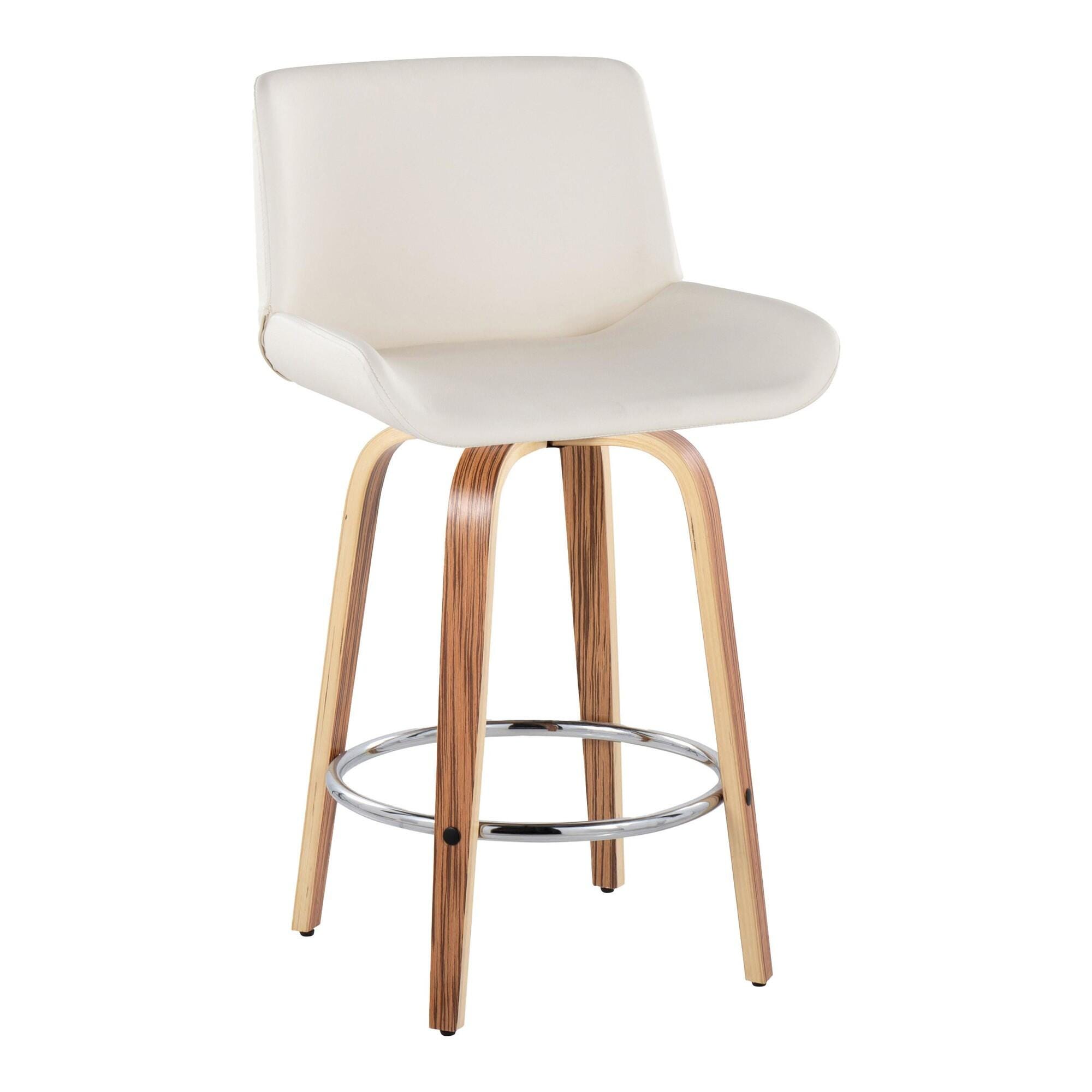LumiSource Santi Counter Height Bar Stool (Set of 2), White, large