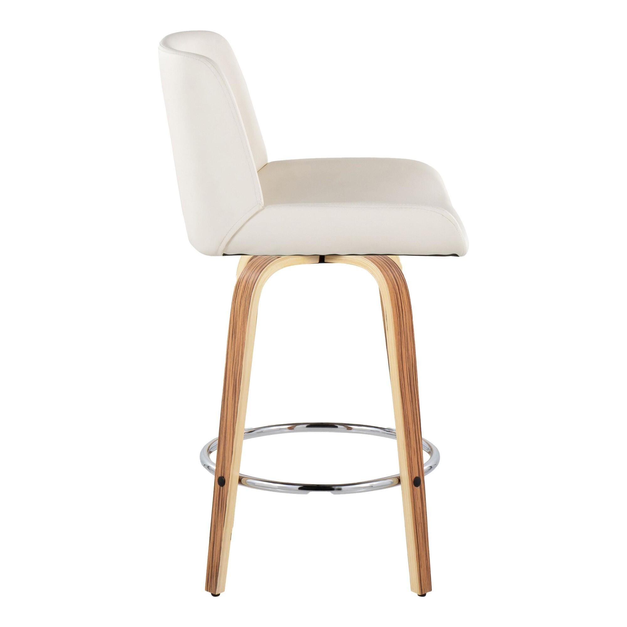 LumiSource Santi Counter Height Bar Stool (Set of 2), White, large