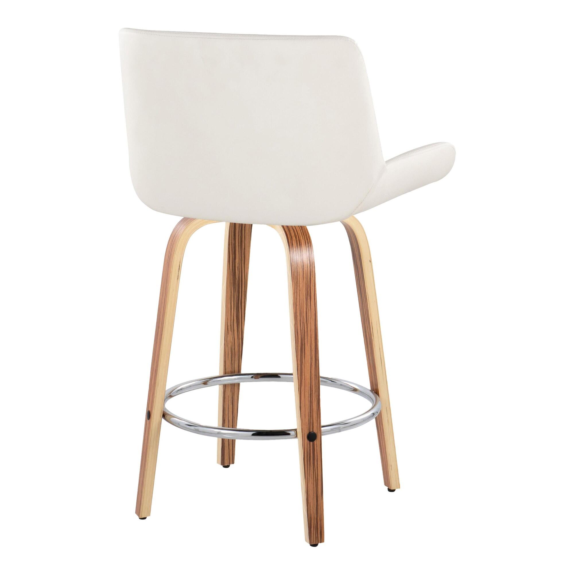 LumiSource Santi Counter Height Bar Stool (Set of 2), White, large