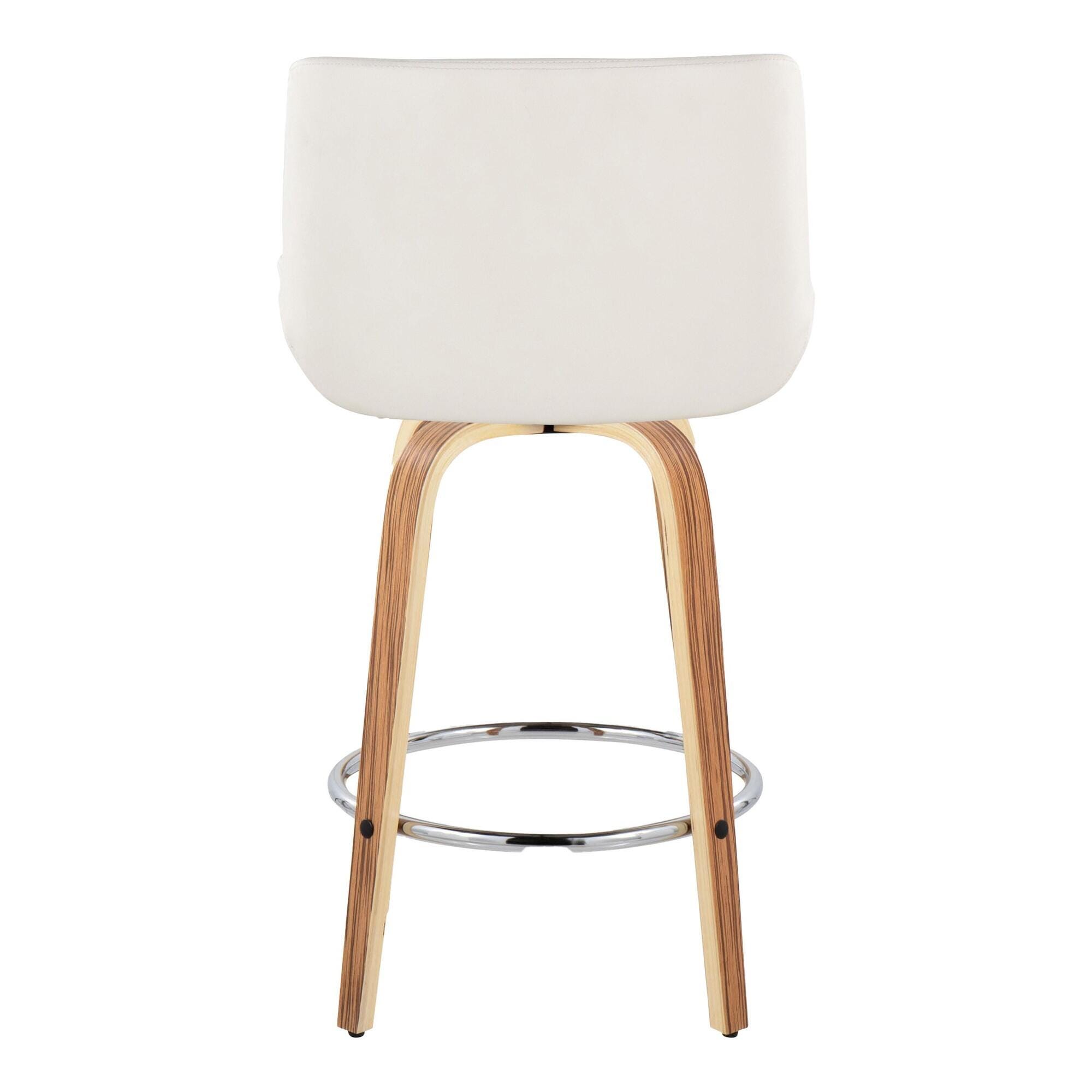 LumiSource Santi Counter Height Bar Stool (Set of 2), White, large